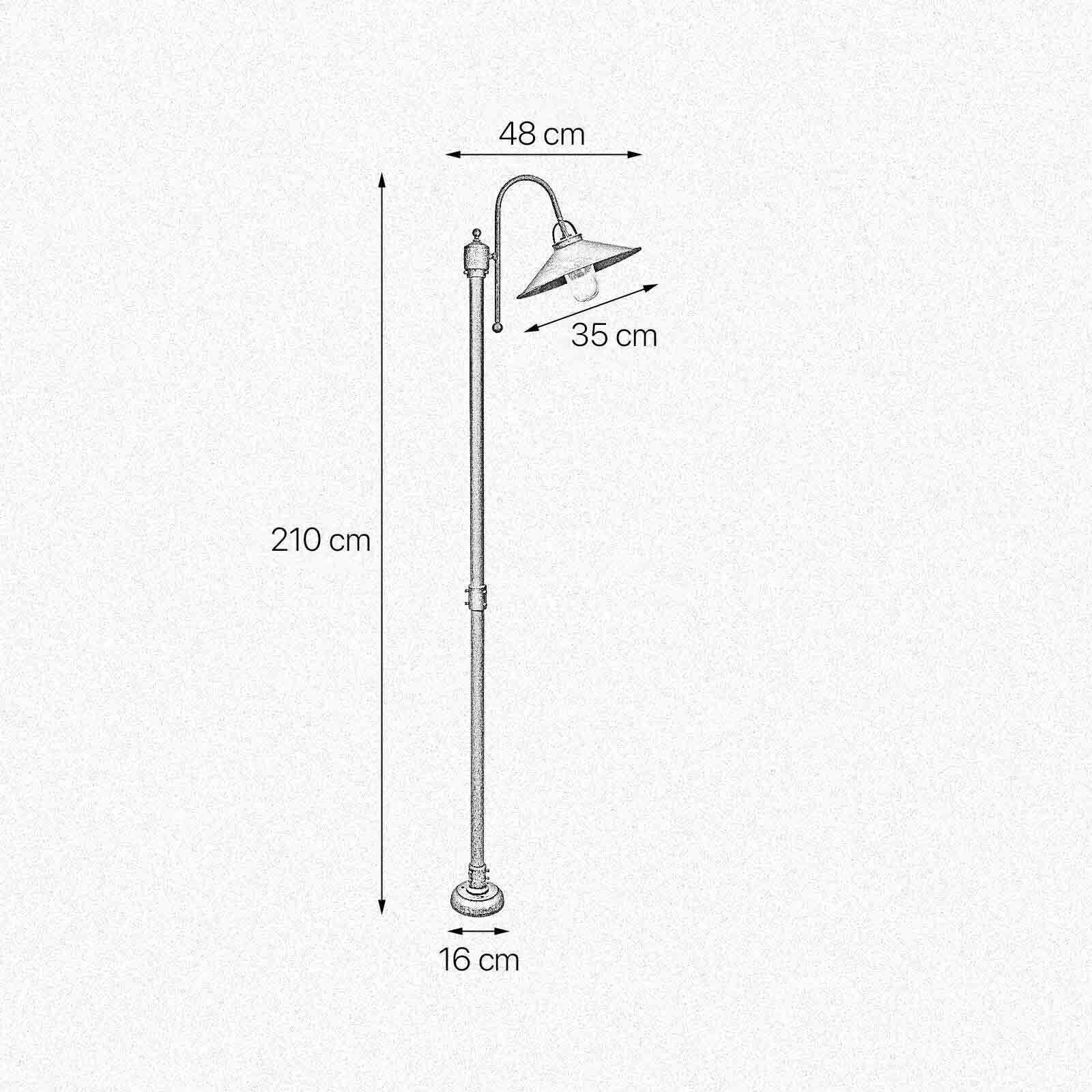 Maritime Wegeleuchte Messing Glas IP44 210 cm hoch E27