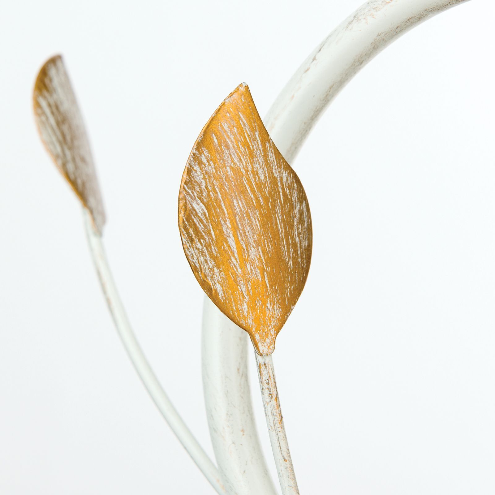 blatt, metallischer stiel, goldenes blatt, antik-optik, dekorativ