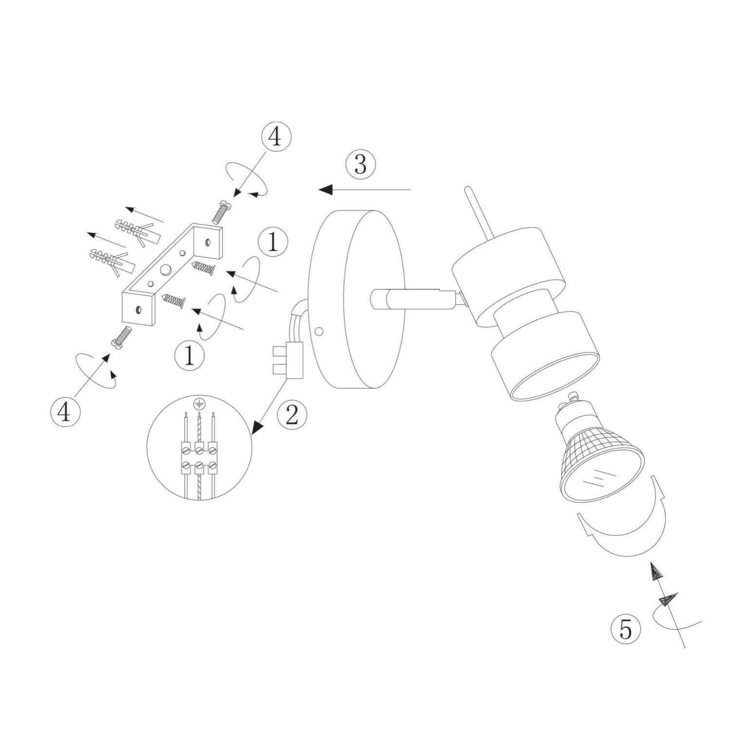 Wandspot flexibel Metall H:12 cm inkl. GU10 akzentuiert