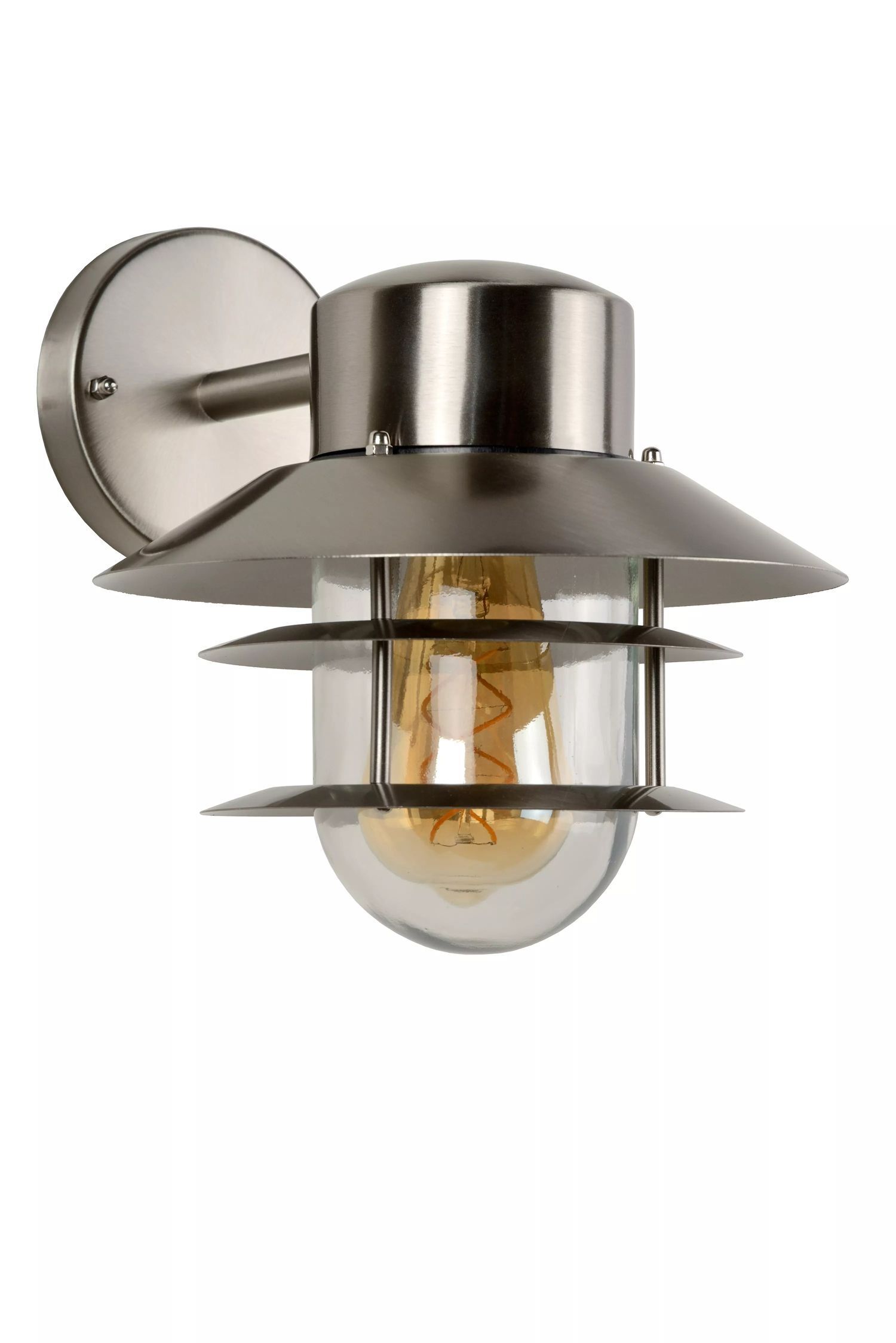 Außenlampe Wand Glas Aluminium in Chrom IP44 E27 Balkon