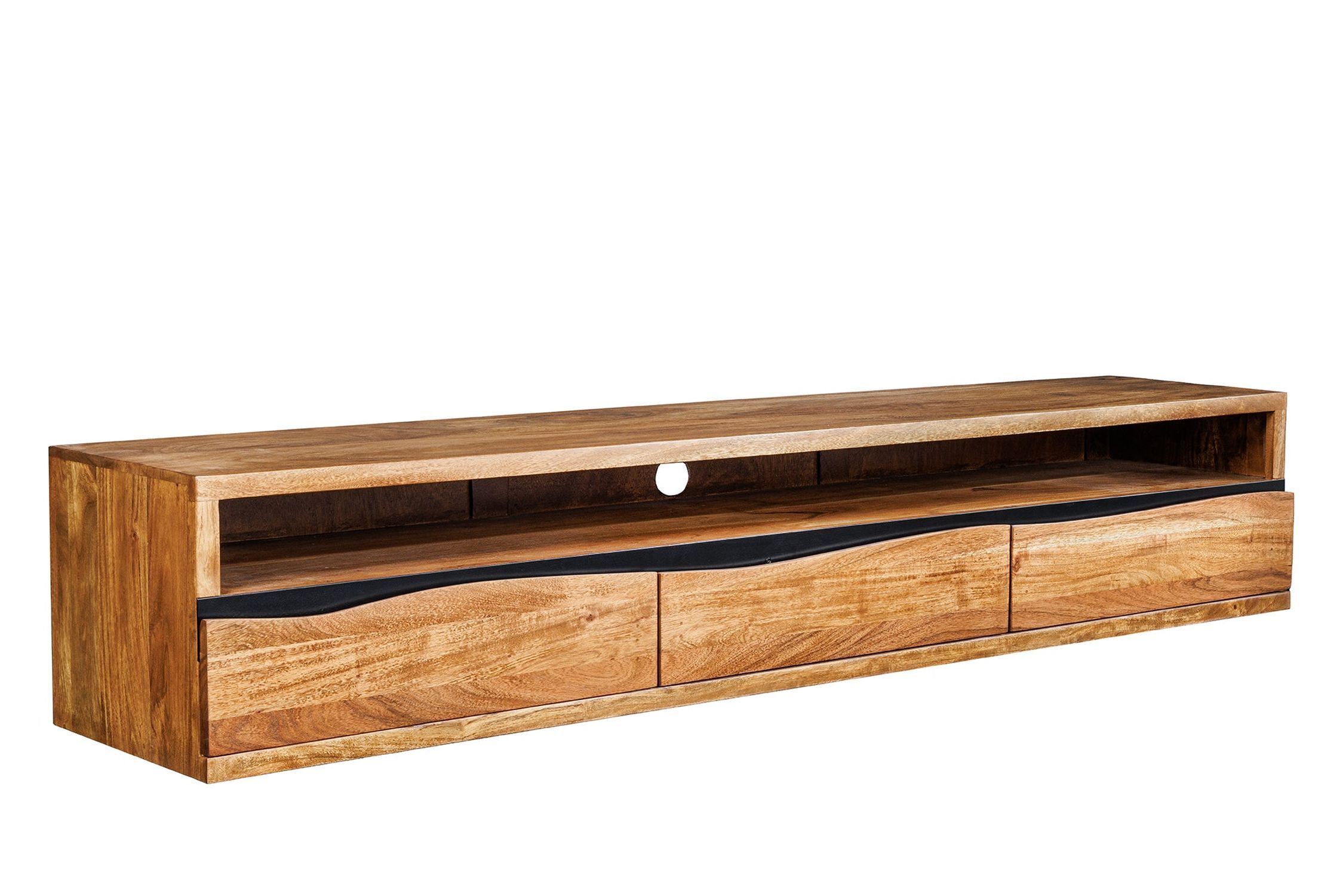 TV Hängeboard 160 cm Schubladen Baumkante Akazienholz