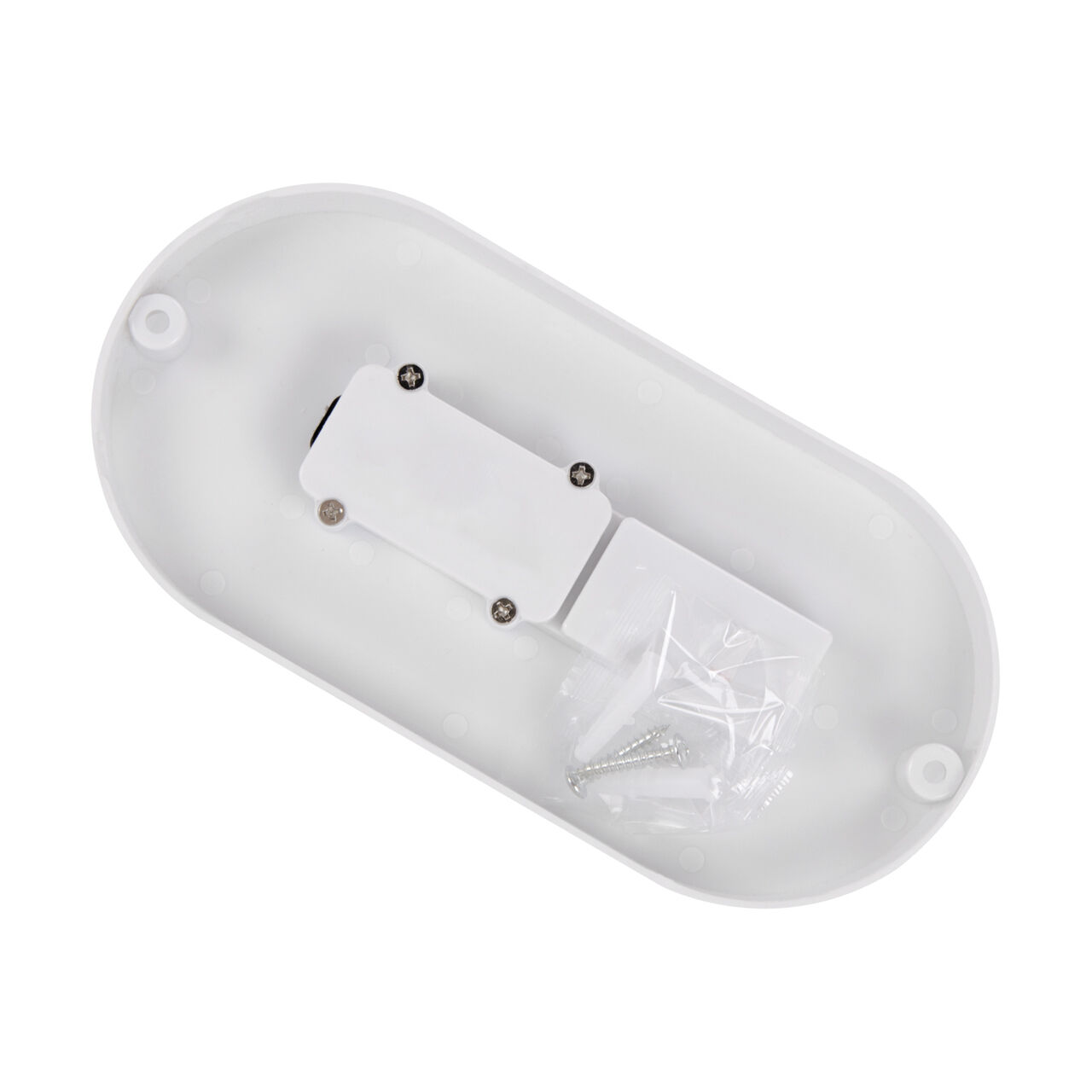 LED Außenleuchte Decke IP65 Weiß oval blendarm weiß, Plastik, Befestigung, Basis, Schrauben
