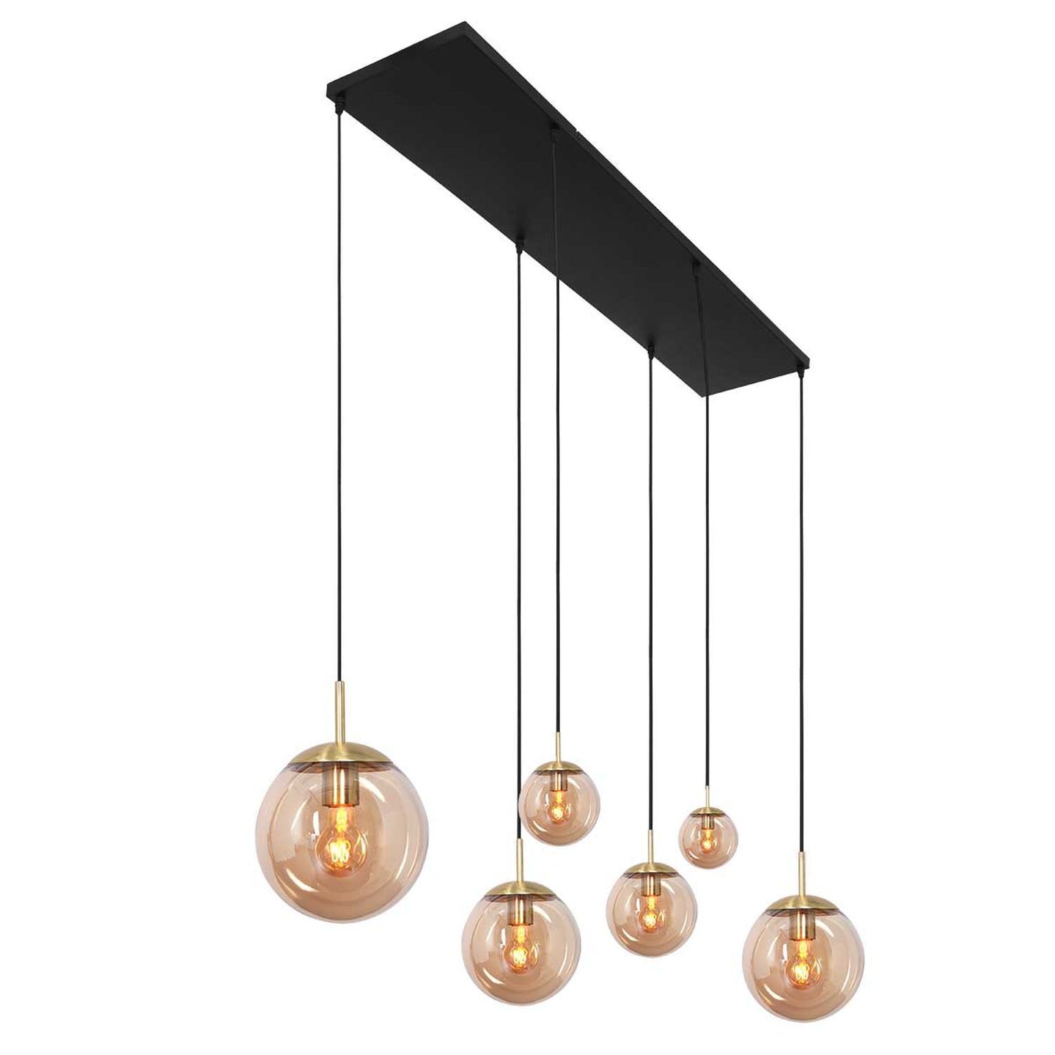 Lange Hängelampe Glas in Bernstein 120 cm E27 Modern