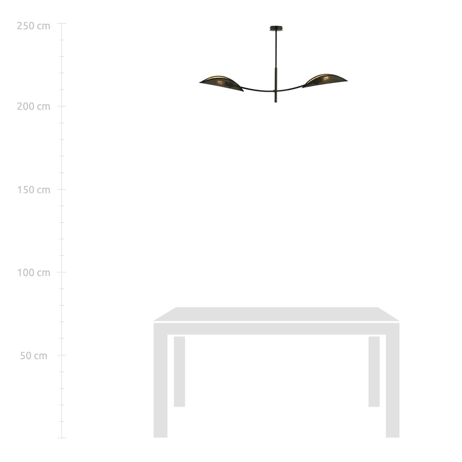 Deckenlampe Stoff Metall 103 cm lang drehbar in Schwarz Gold