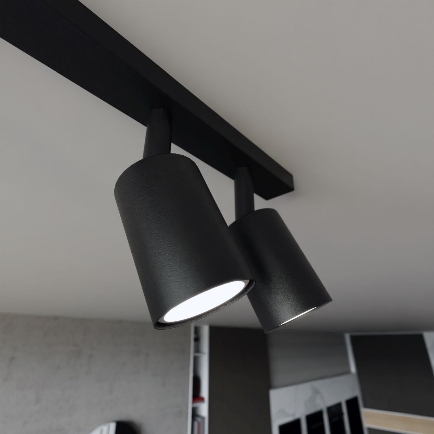 Deckenstrahler Metall 116 cm lang Schwarz GU10 6-flammig