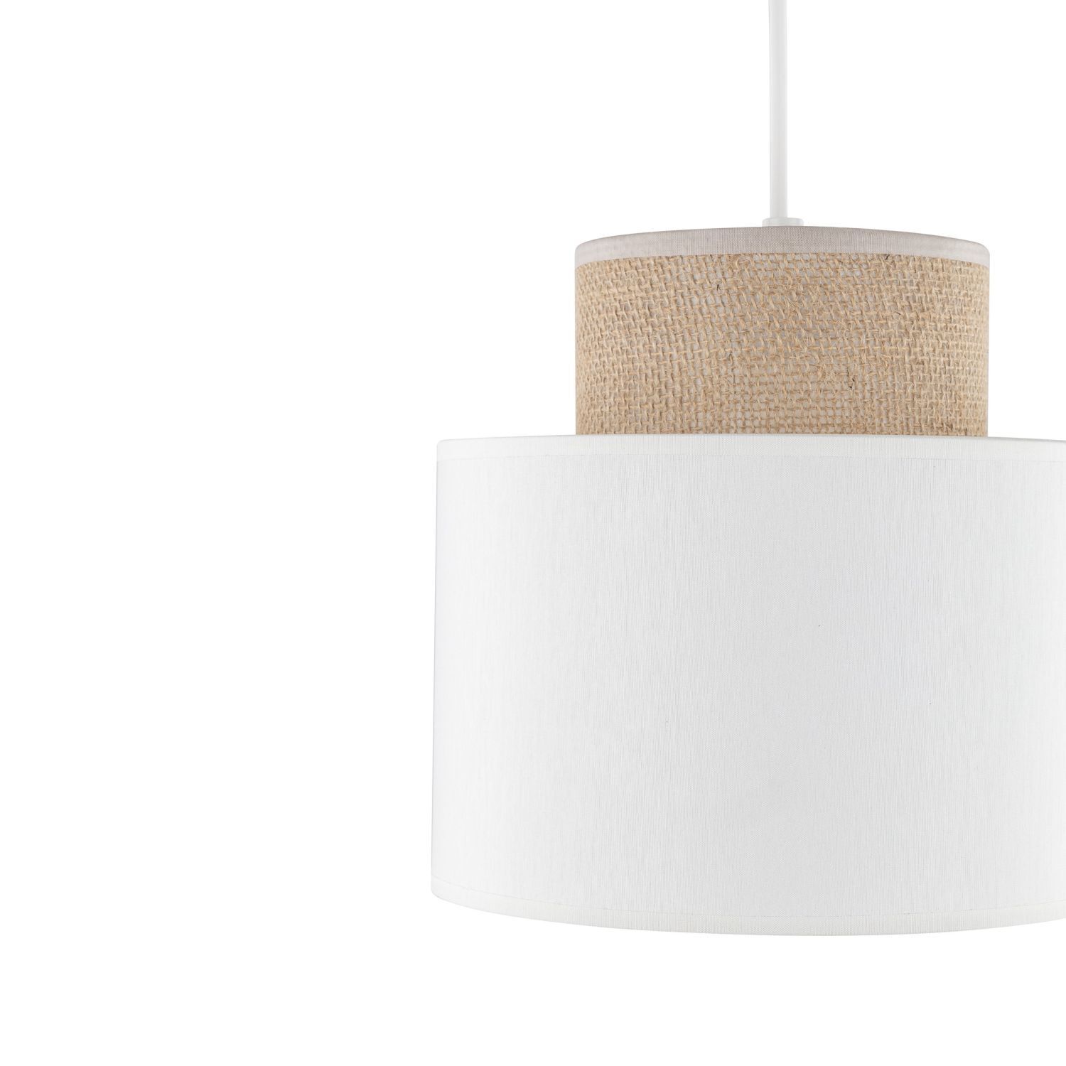 Hängeleuchte Stoff Jute E27 Ø 20 cm H: max. 160 cm Weiß Natur