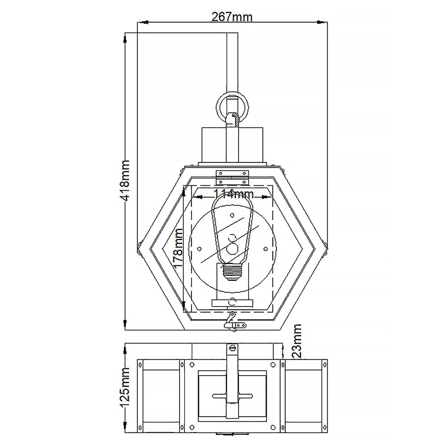 sechseckige Deckenleuchte, Pendelleuchte, Pendellampe, Industrie-Fach, Glühbirne aus Glas
