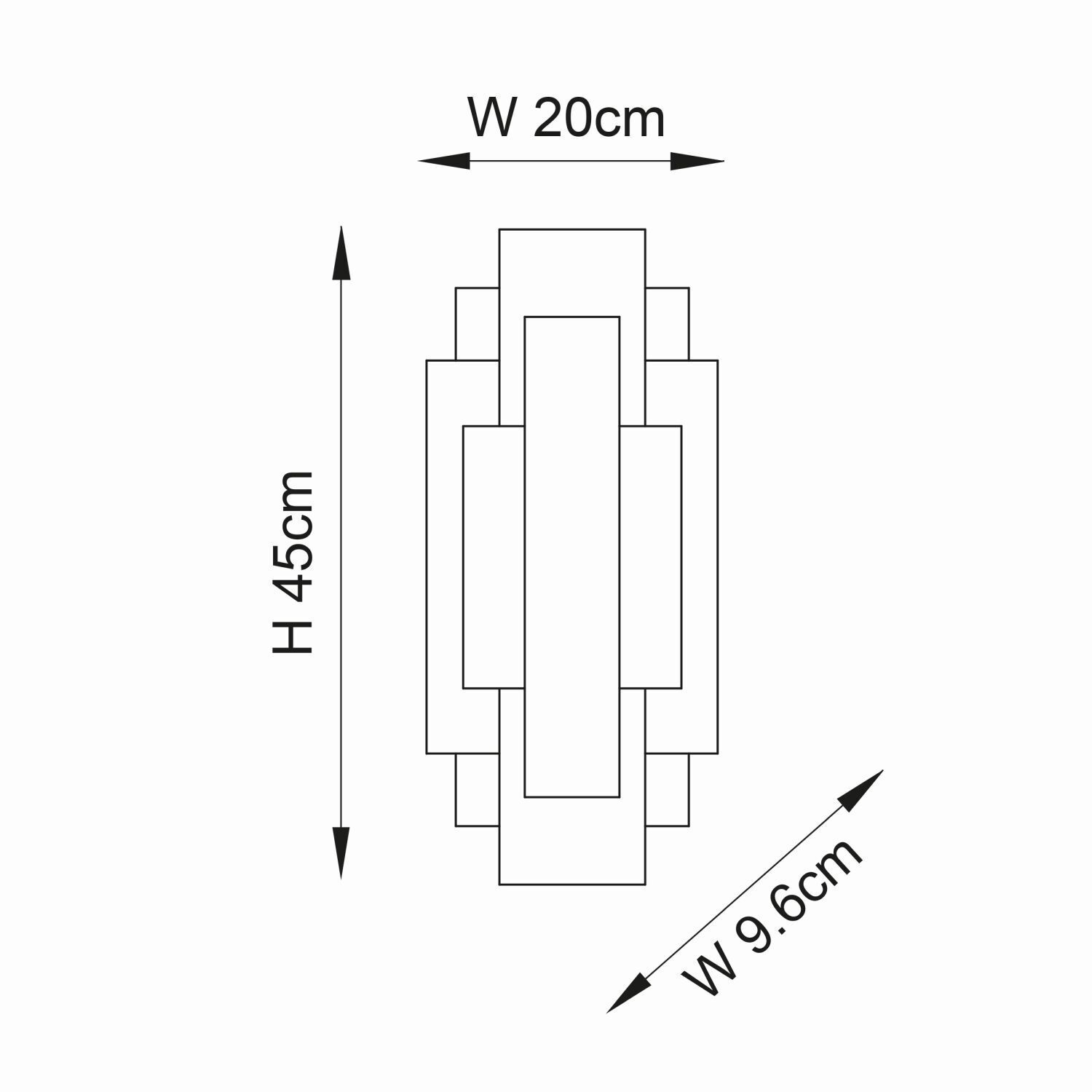 Wandlampe Metall H: 45 cm in Gold antik 2x G9 Art Déco
