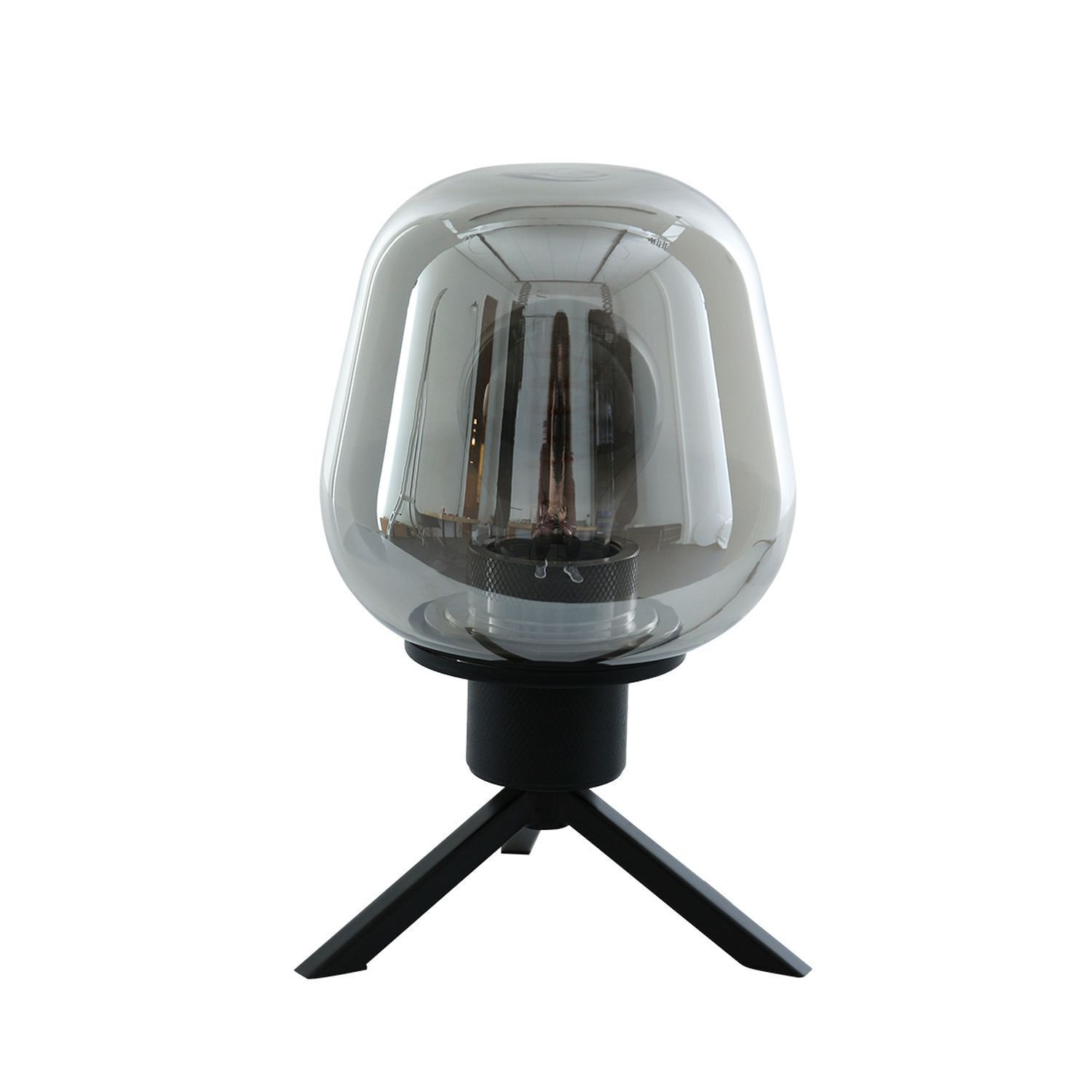 Tischlampe Glasschirm Schwarz Rauchgrau 23 cm elegant