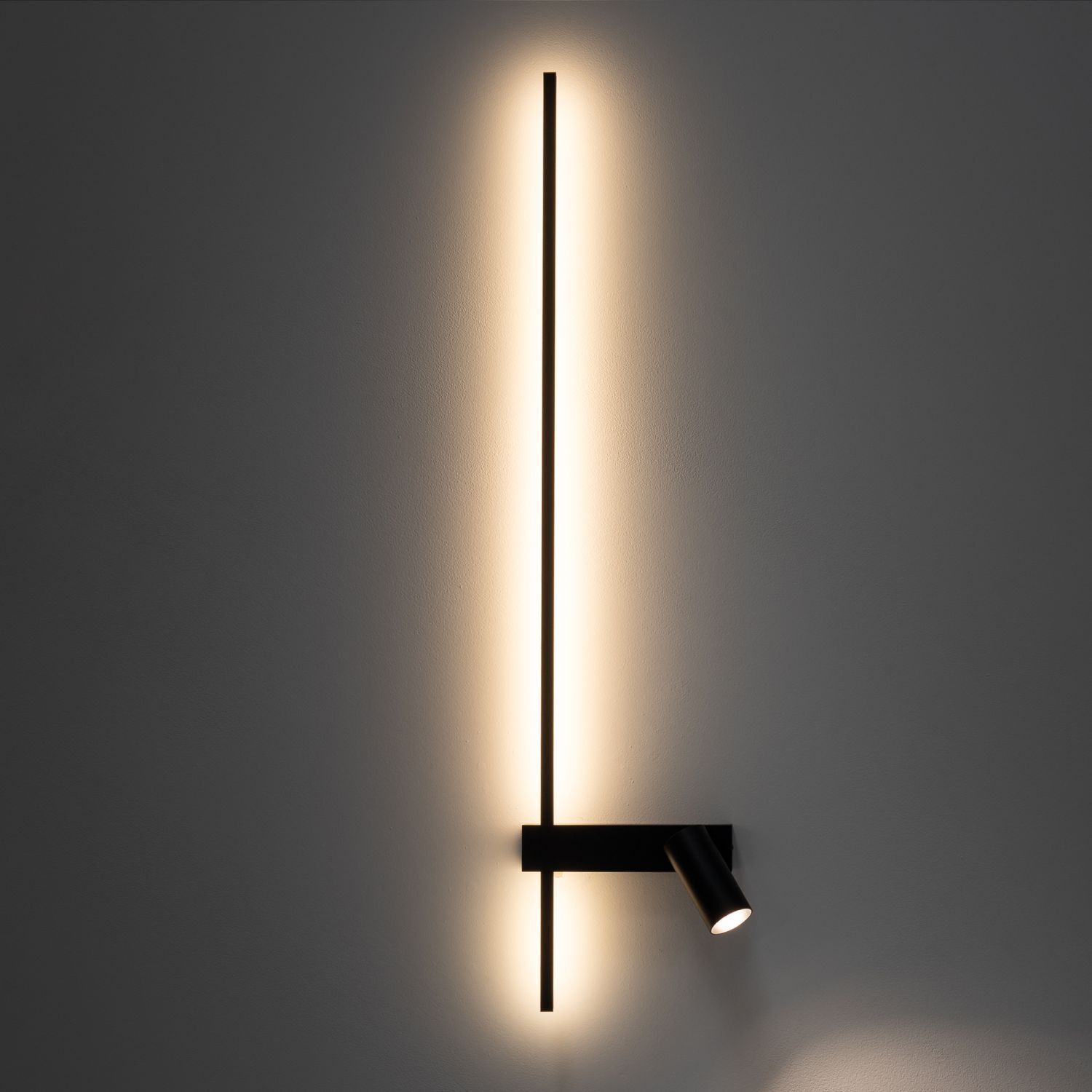 LED Wandlampe Schwarz Aluminium GU10 H:80 cm indirekt
