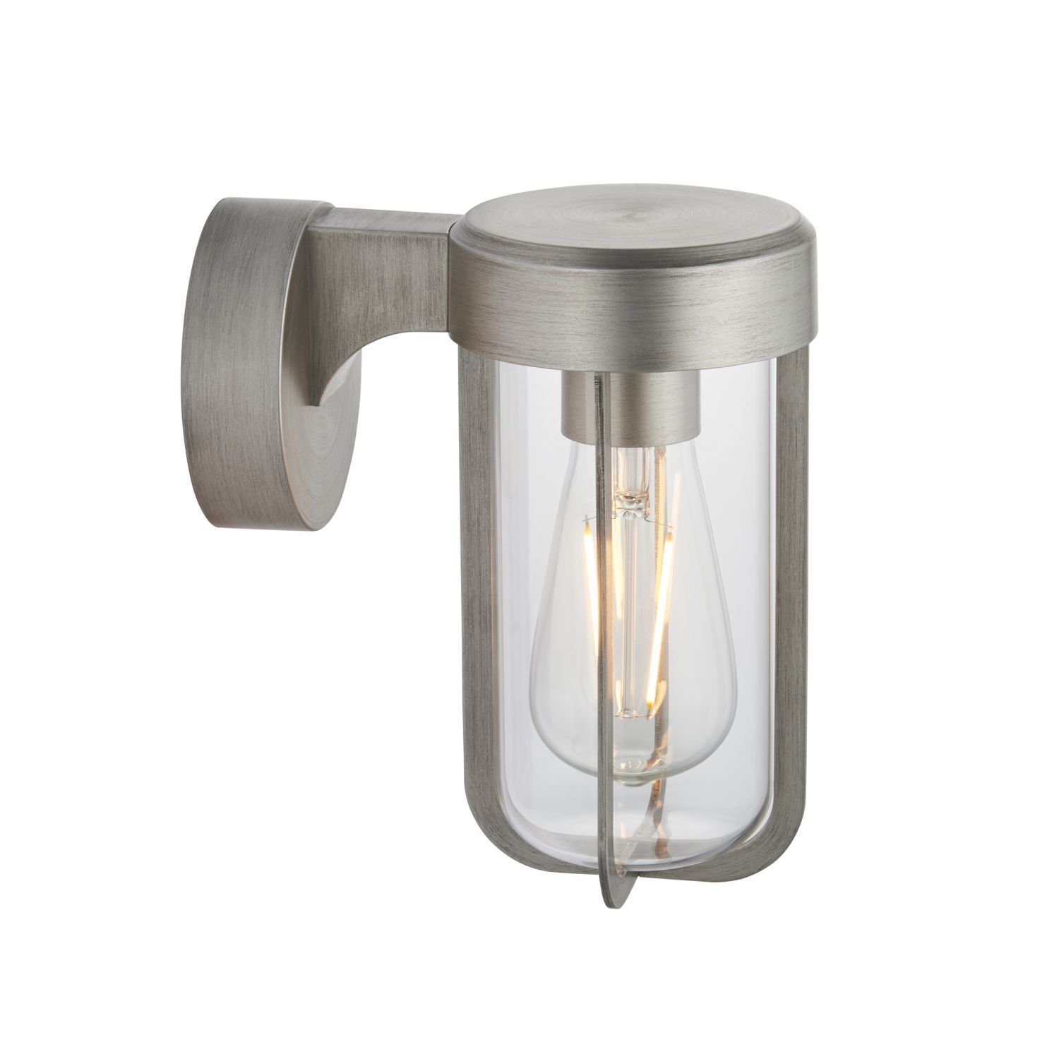 Wandlampe außen IP44 H: 20,8 cm Alu Glas E27 in Silber