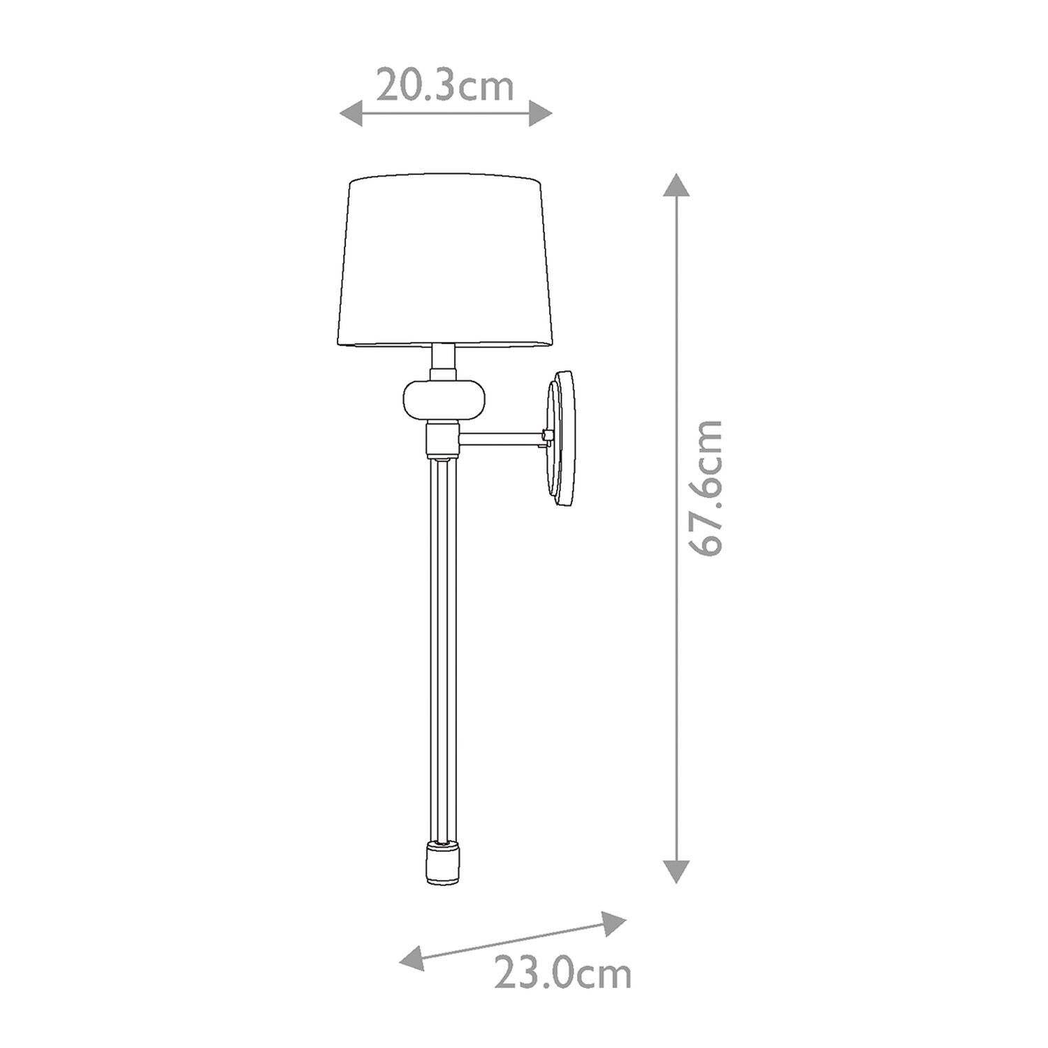 Wandlampe Metall Stoff H: 67,6 cm in Nickel poliert Weiß