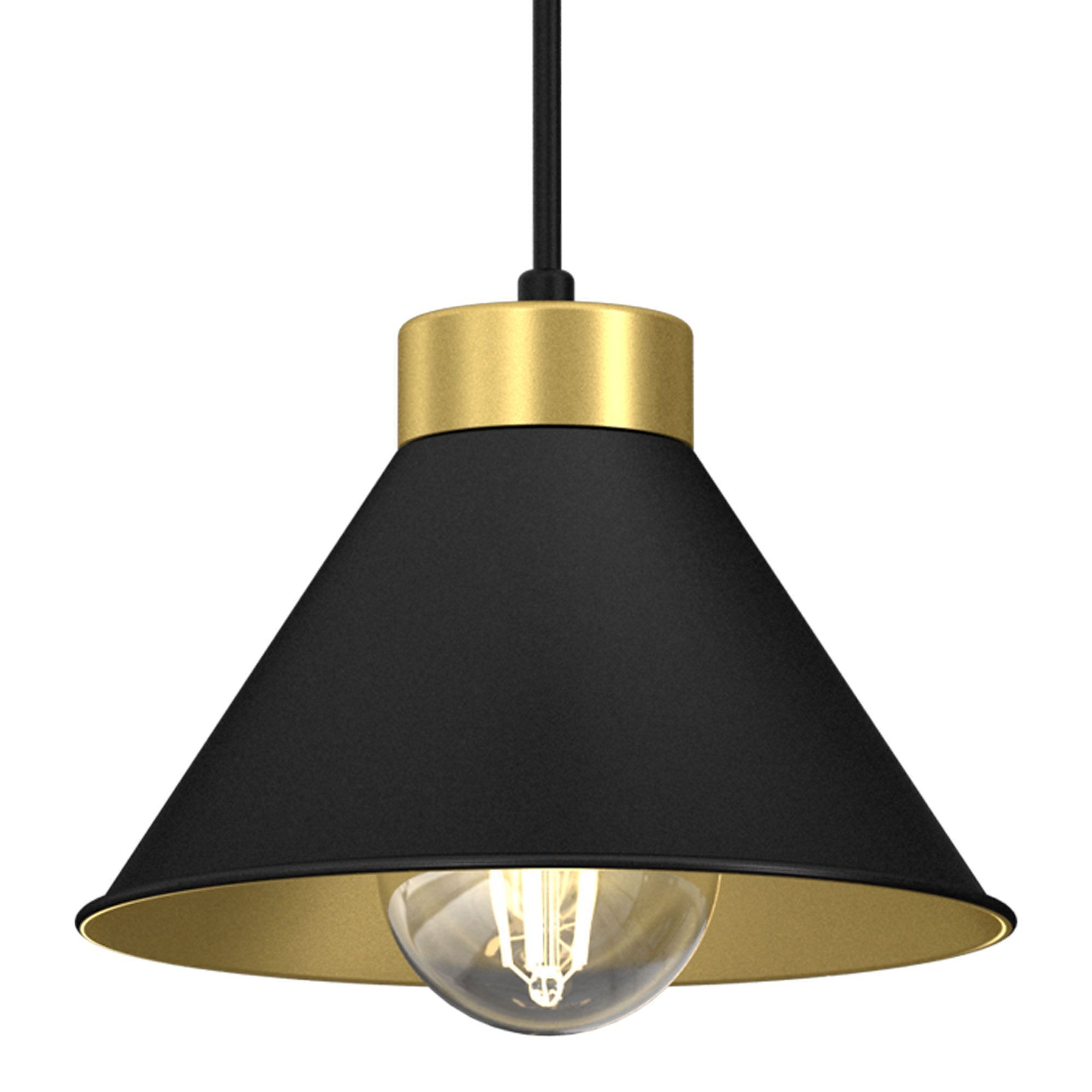 Hängelampe Schwarz Gold Metall E27 Esstisch RIAN Lampe, Lampenschirm, Leuchte