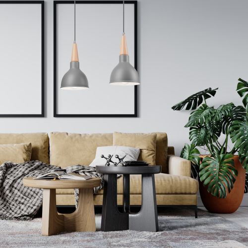Elegante Hängeleuchte LAILA Grau Skandinavisch