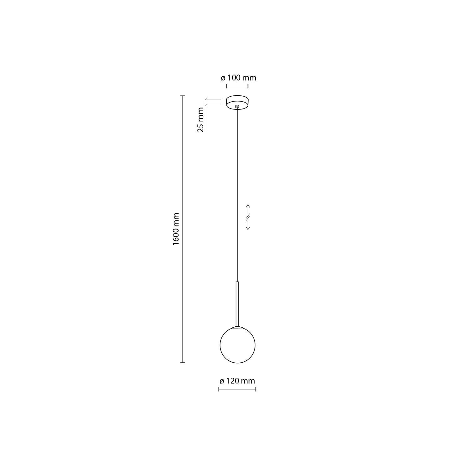 Hängelampe Kugel Ø 12 cm H: max. 160 cm Schwarz Weiß G9 Glas
