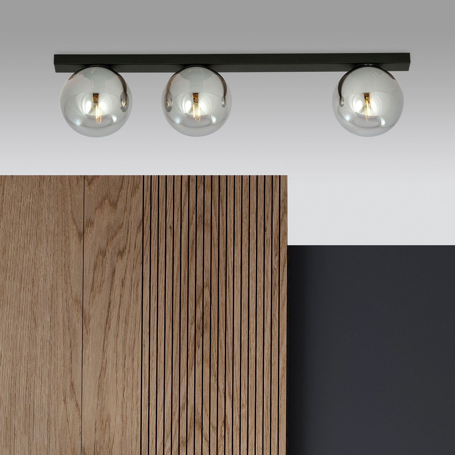Deckenlampe 3-flammig 70 cm Rauchglas Metall E14 IRENE