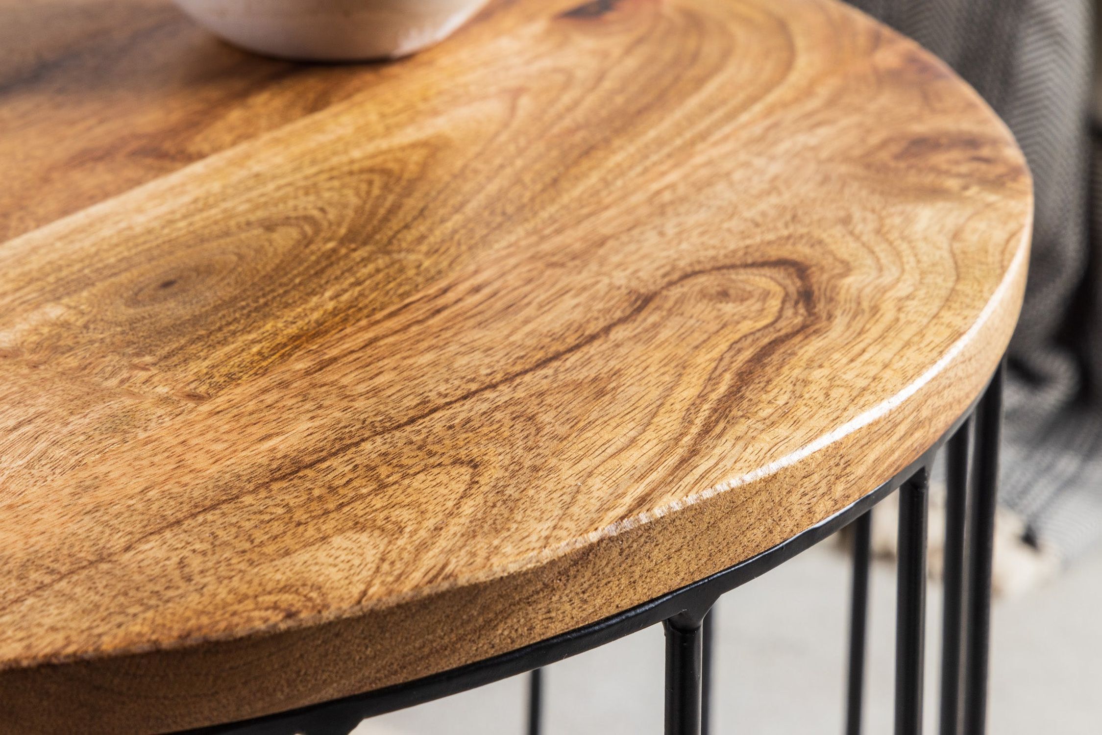 Couchtisch Mango Holz Metall Ø 50 cm rund