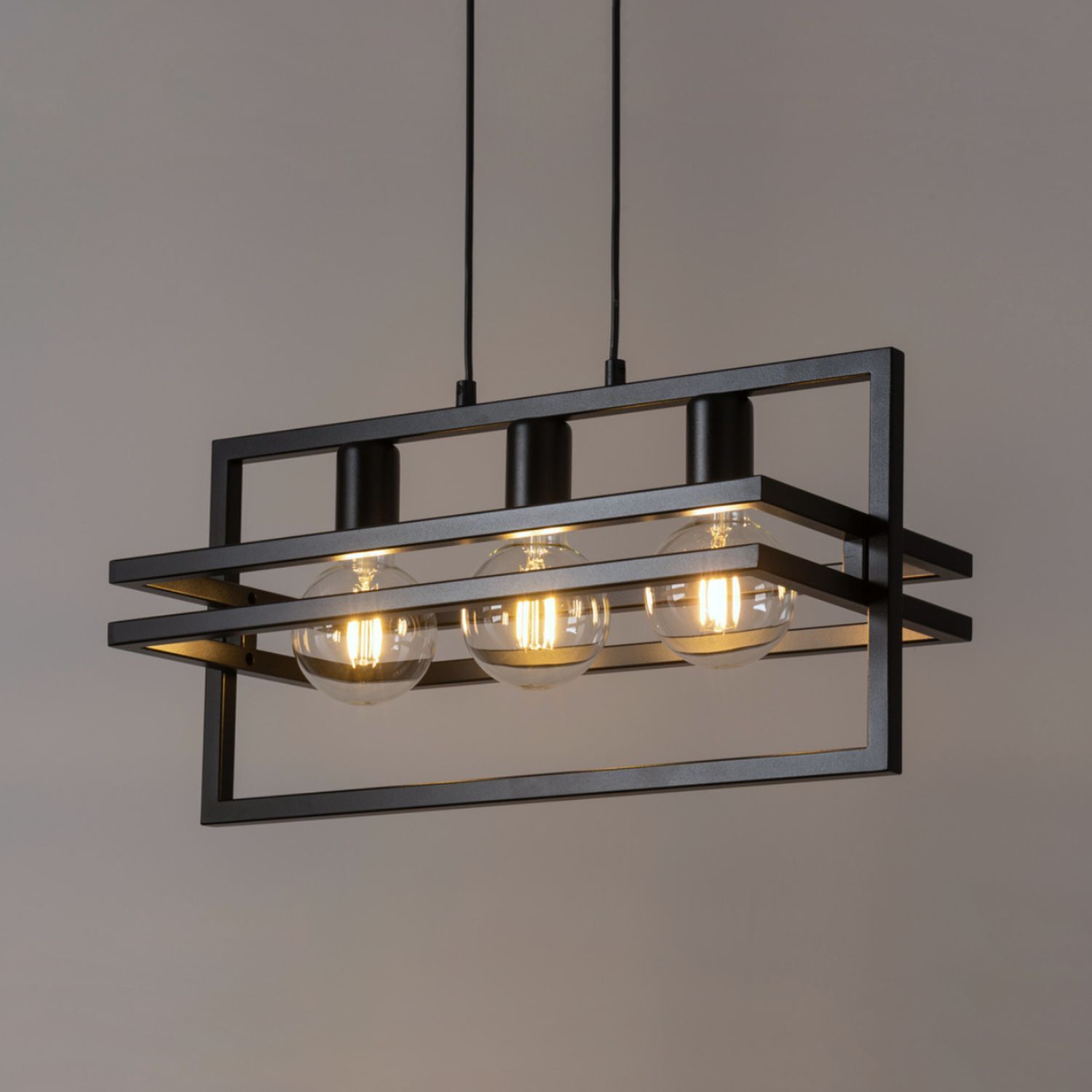 Mehrflammige Pendelleuchte Metall Schwarz L:52 cm
