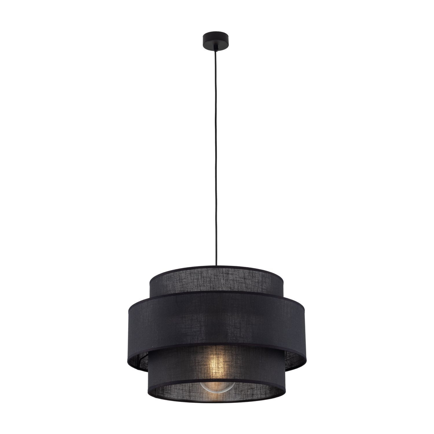 Hängelampe Schwarz Ø 50 cm H: max. 160 cm Stoff Metall E27
