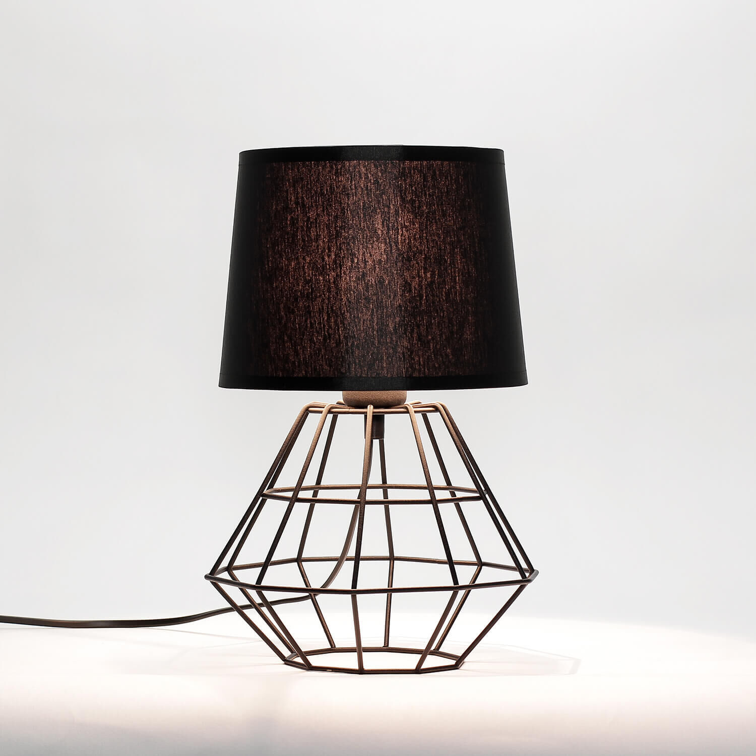 Tischlampe Schwarz E27 Metall Stoff 34 cm Lampe, Lampenschirm, Tischlampe