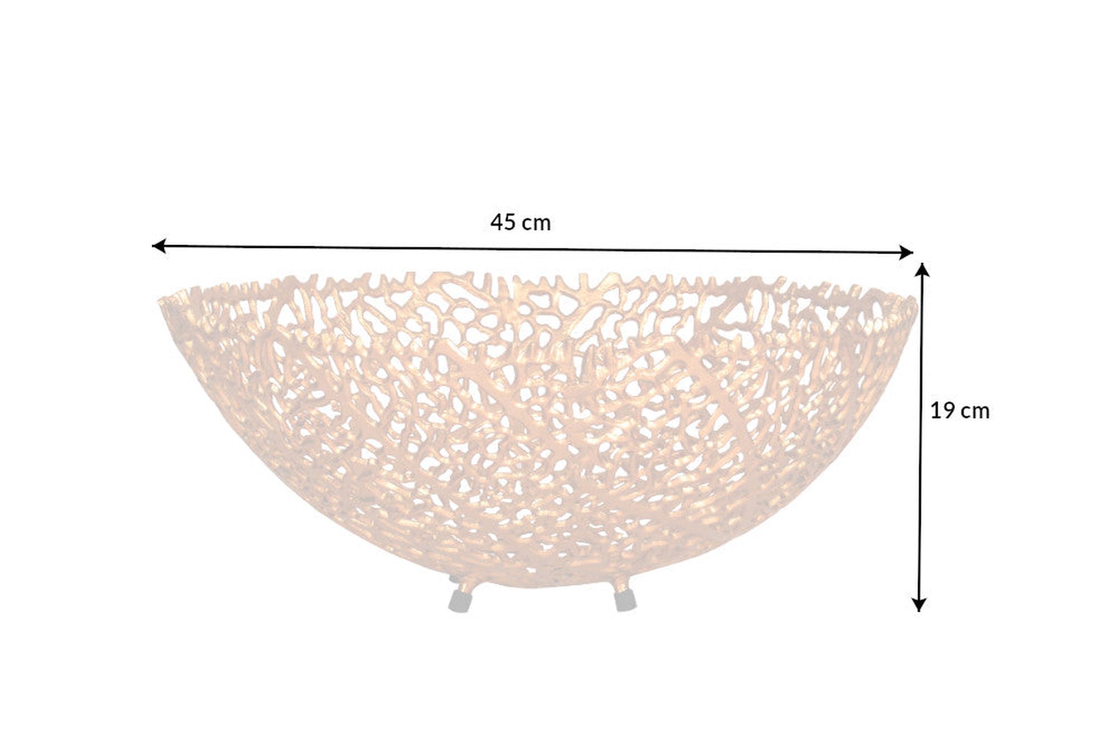 Deko Schale Metall Ø 46 cm Handarbeit in Gold PAULA