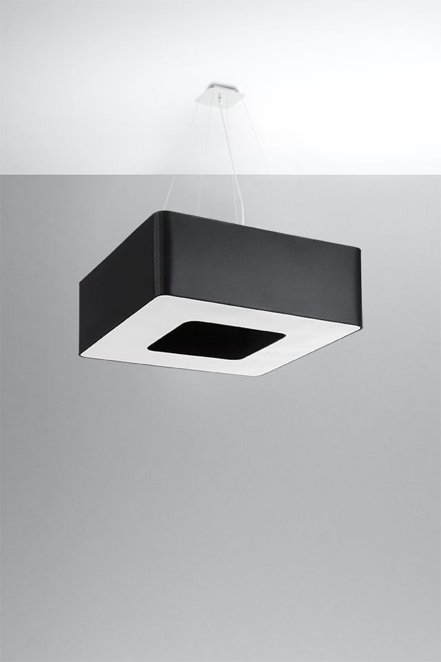 Hängelampe eckig B: 60 cm Schwarz blendarm Stoff 8x E27