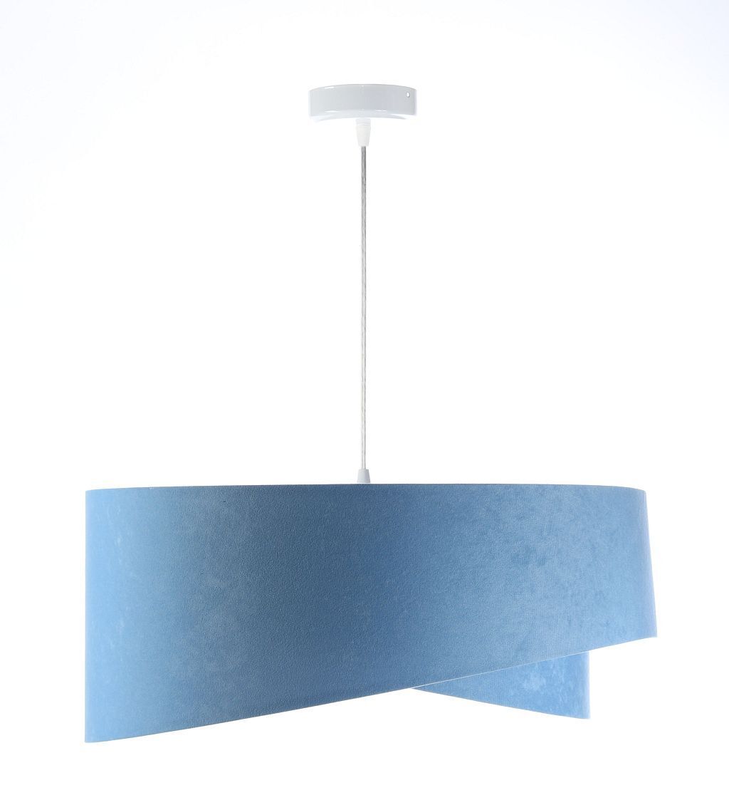 Hängeleuchte rund D: 50 cm E27 Blau Gold Stoff Velours Optik