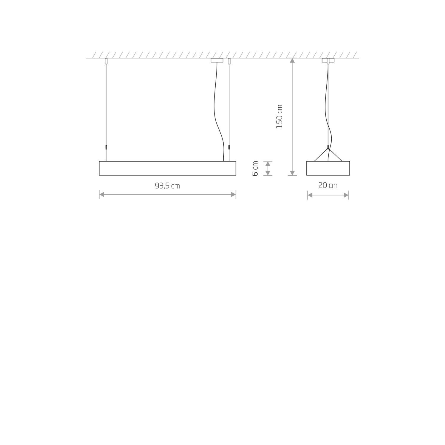 Hängelampe warmweiß T8 LED 3000 K 2300 lm Aluminium B: 93,5 cm