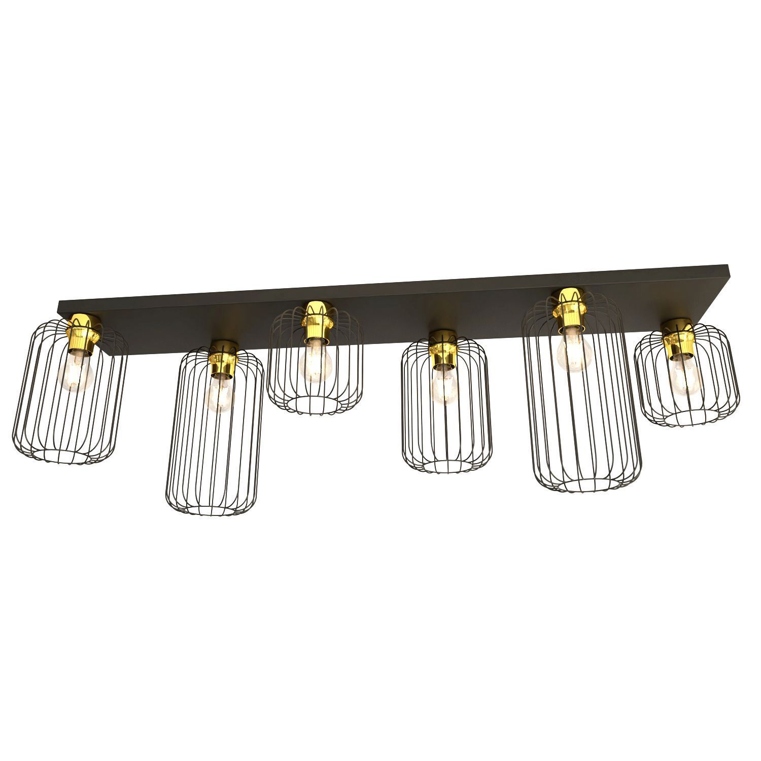 Große Deckenlampe Metall 115 cm Schwarz Gold E27 Retro