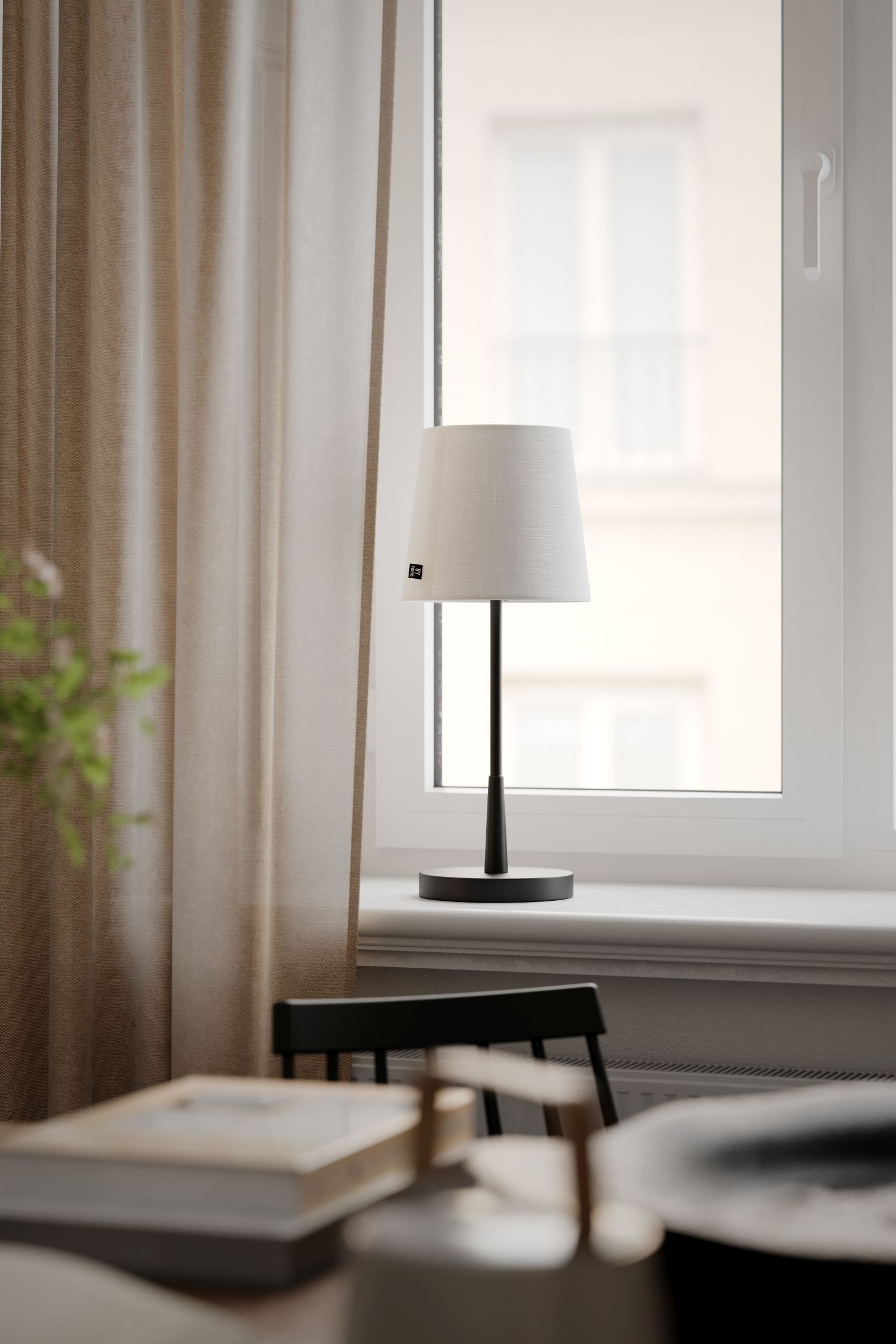Tischlampe Metall Stoff 48,5 cm hoch E27 Schwarz Weiß Lampe