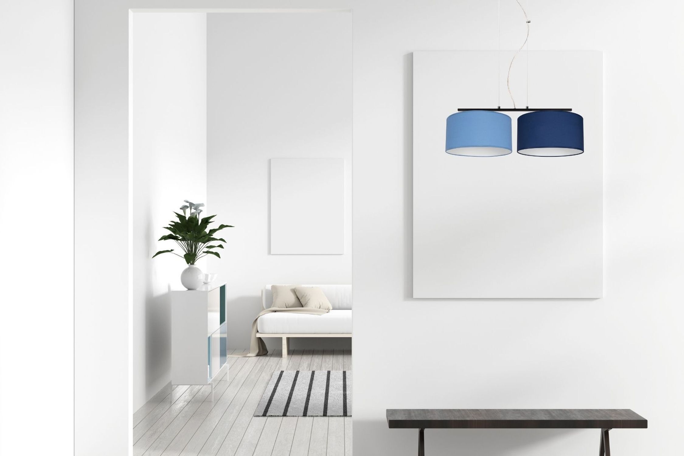 Längliche Hängelampe Stoff Schwarz Blau E27 L:70 cm Innenarchitektur, Pflanze, Pflanze im Topf, Pflanzgefäß, Vase