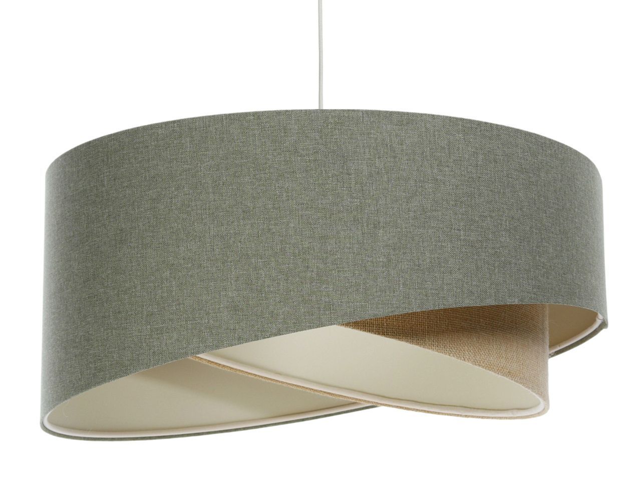 Pendelleuchte E27 Stoffschirm Ø 50 cm Grün Beige verstellbar