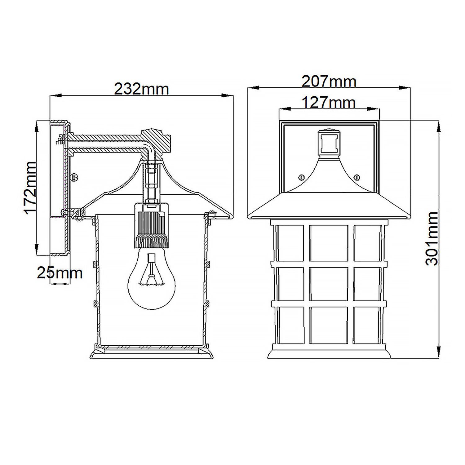 Außenleuchte Wand H: 30,1 cm IP44 Schwarz E27