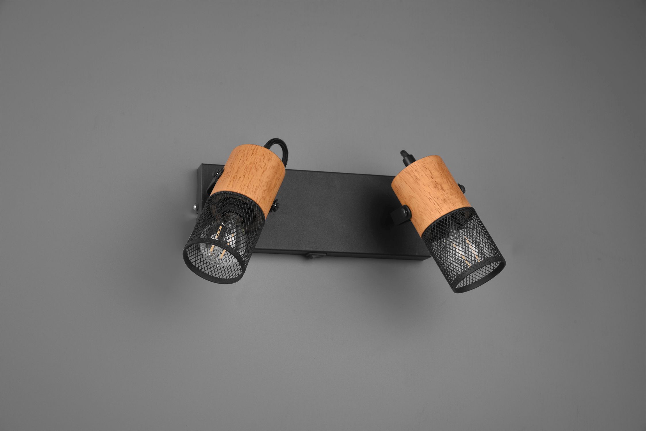 Flexibler Wandstrahler Metall Holz B:26 cm E14 Schalter Lampe