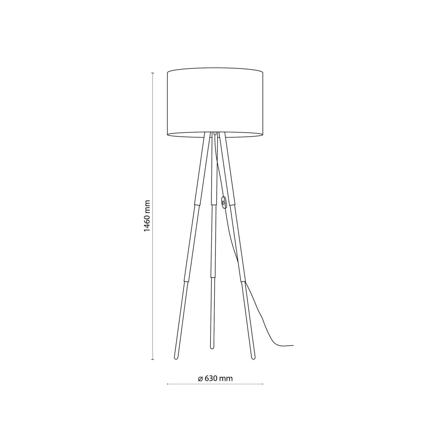 Stehlampe 146 cm Holz Stoff in Natur Schwarz Dreibein