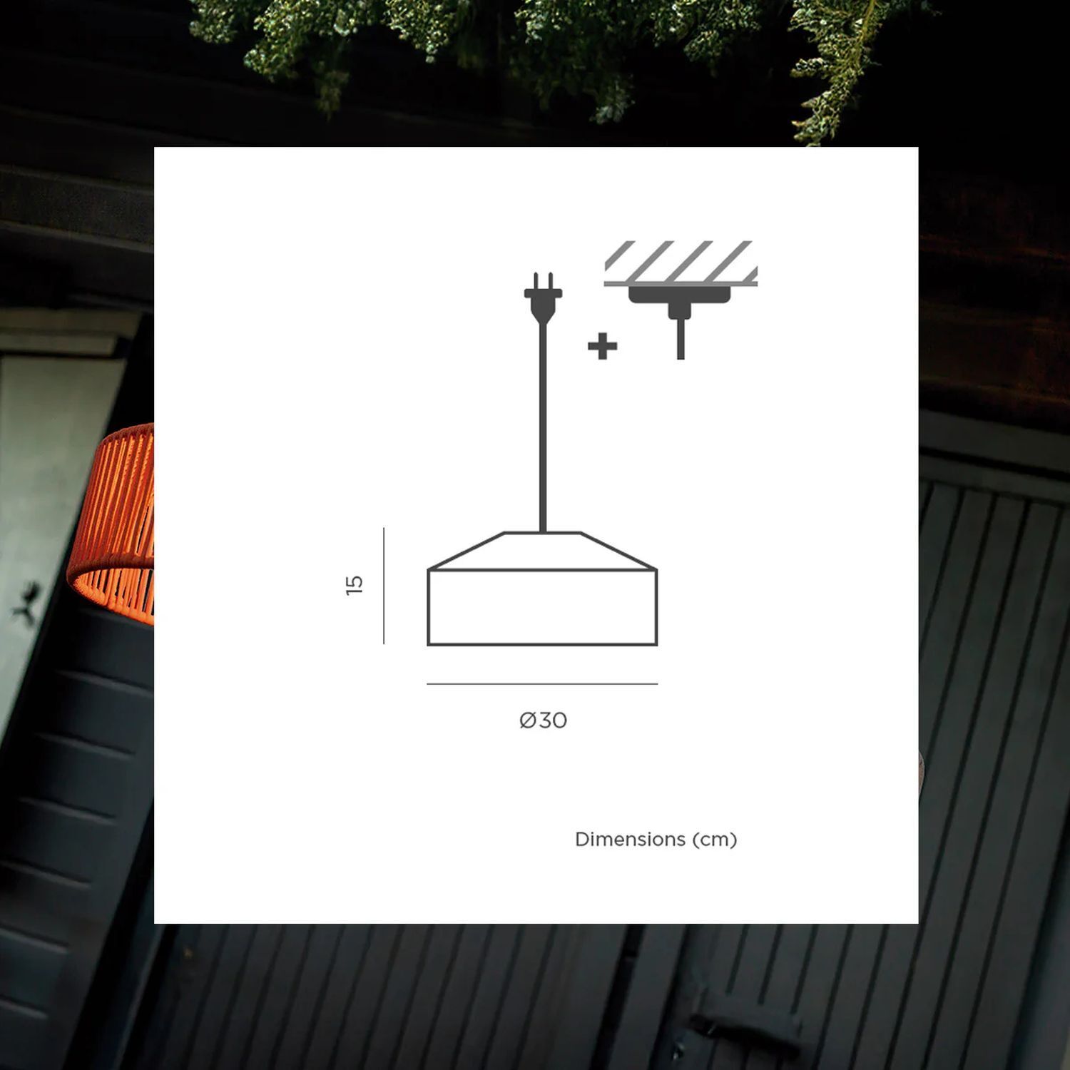 Pendelleuchte außen IP54 Seil Lampenschirm E27 Ø 30 cm Grün Visitenkarte, Papier, Text