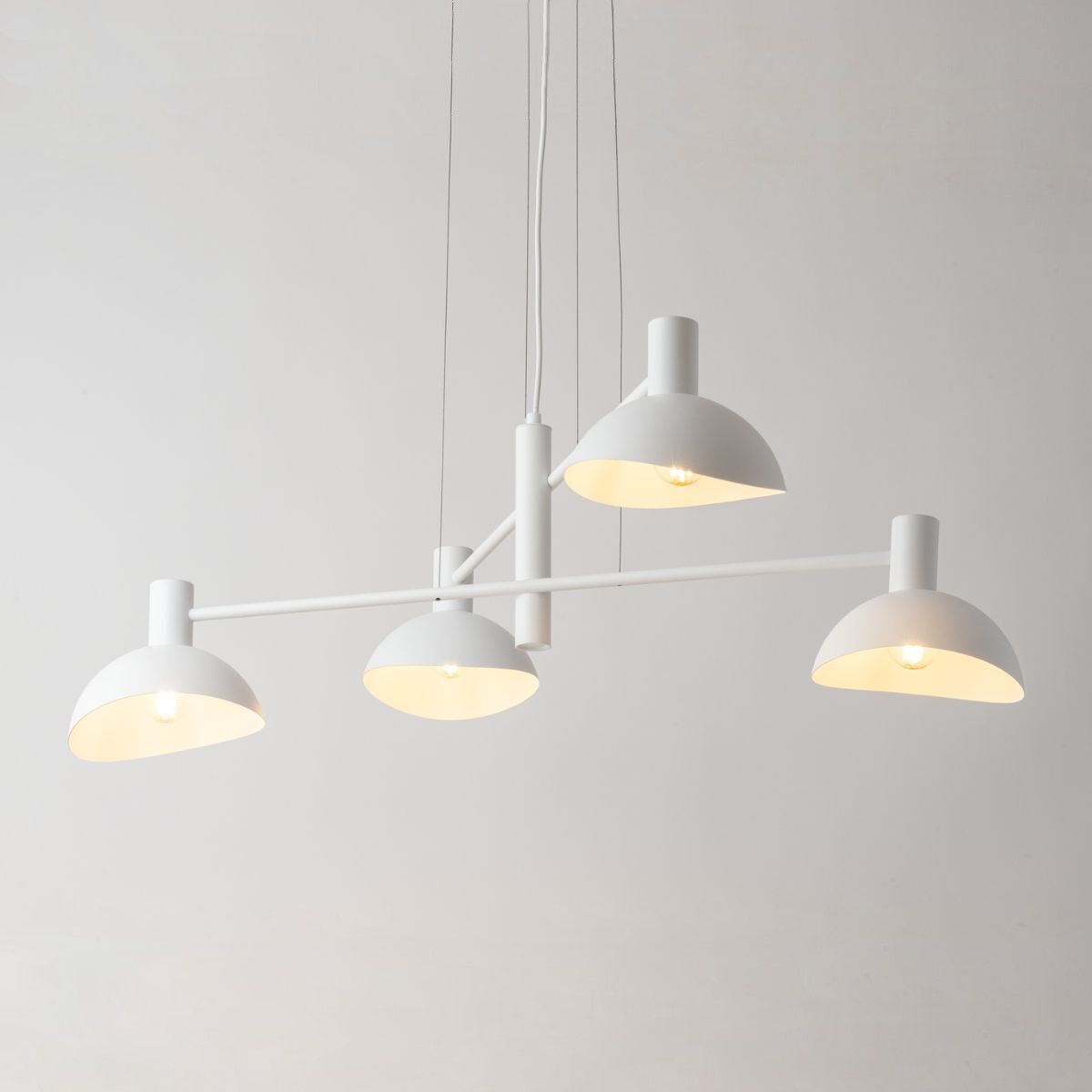 Weiße Hängelampe Metall 4-flammig L:90 cm Modern