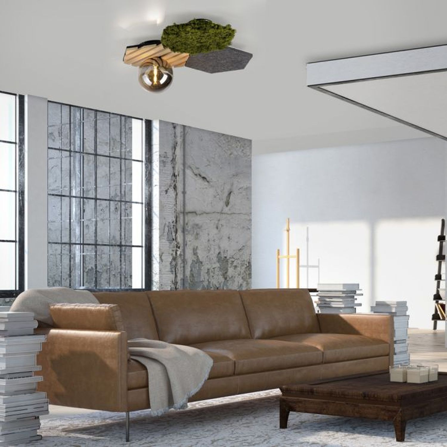 LED Deckenleuchte Filz Eiche Moos Rauchglas G9 blendarm Innenarchitektur, Couch, Dekoration für Zuhause, Wohnzimmer, Lampe