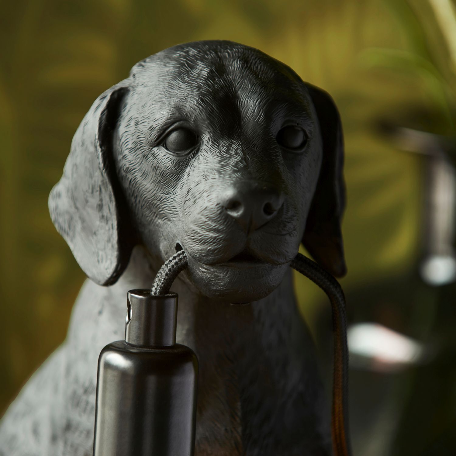 Tischlampe Schwarz H: 23,5 cm Hund aus Polyresin Metall E27