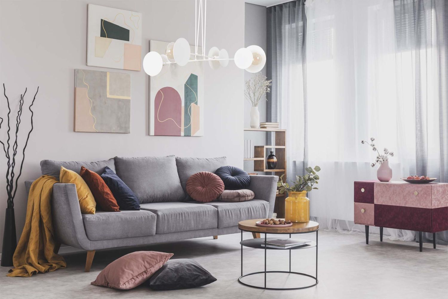 Hängeleuchte verstellbar Weiß Modern 4x E27 Metall