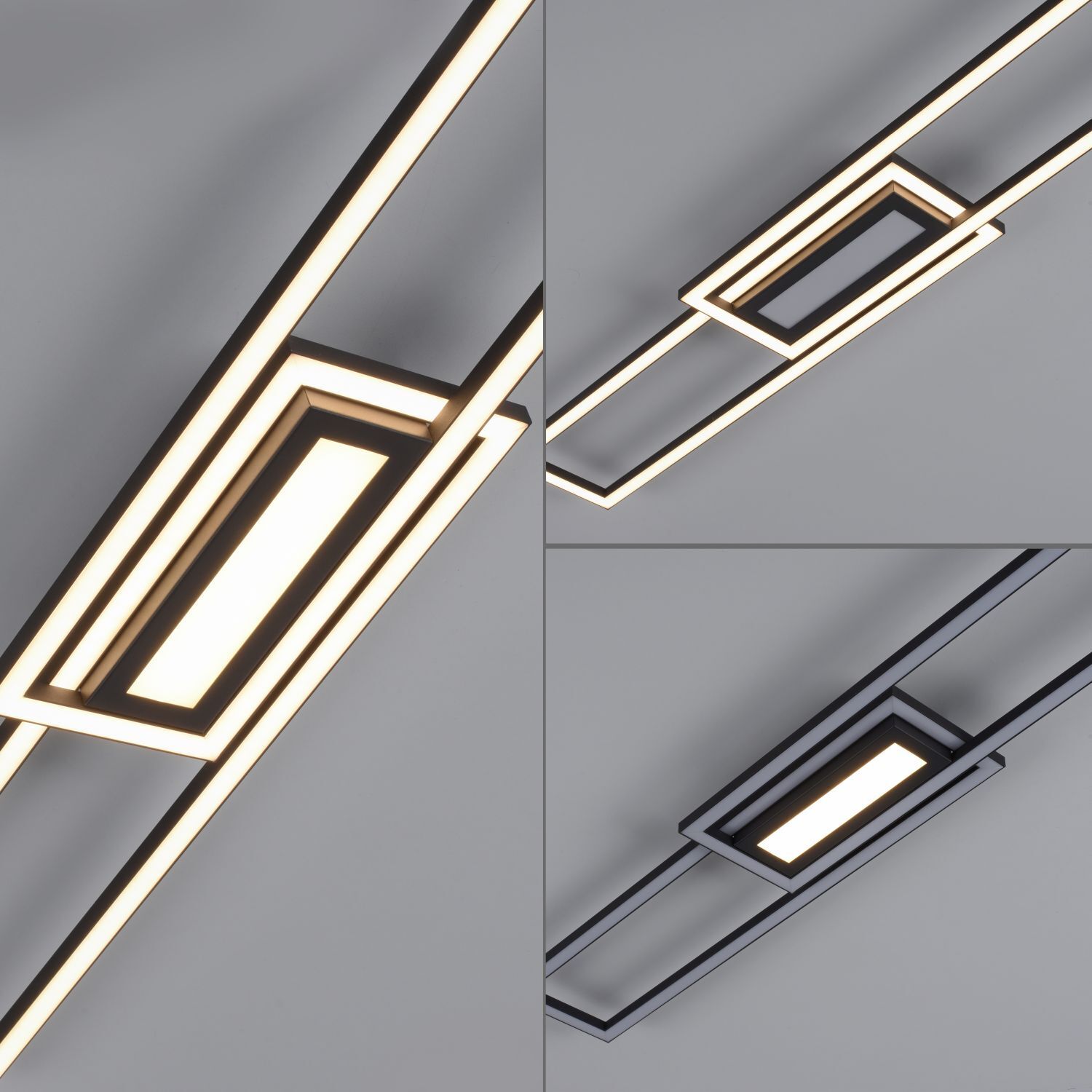 Dimmbare LED Deckenlampe Metall Schwarz warmweiß 3000 K Beleuchtung, Deckenleuchte