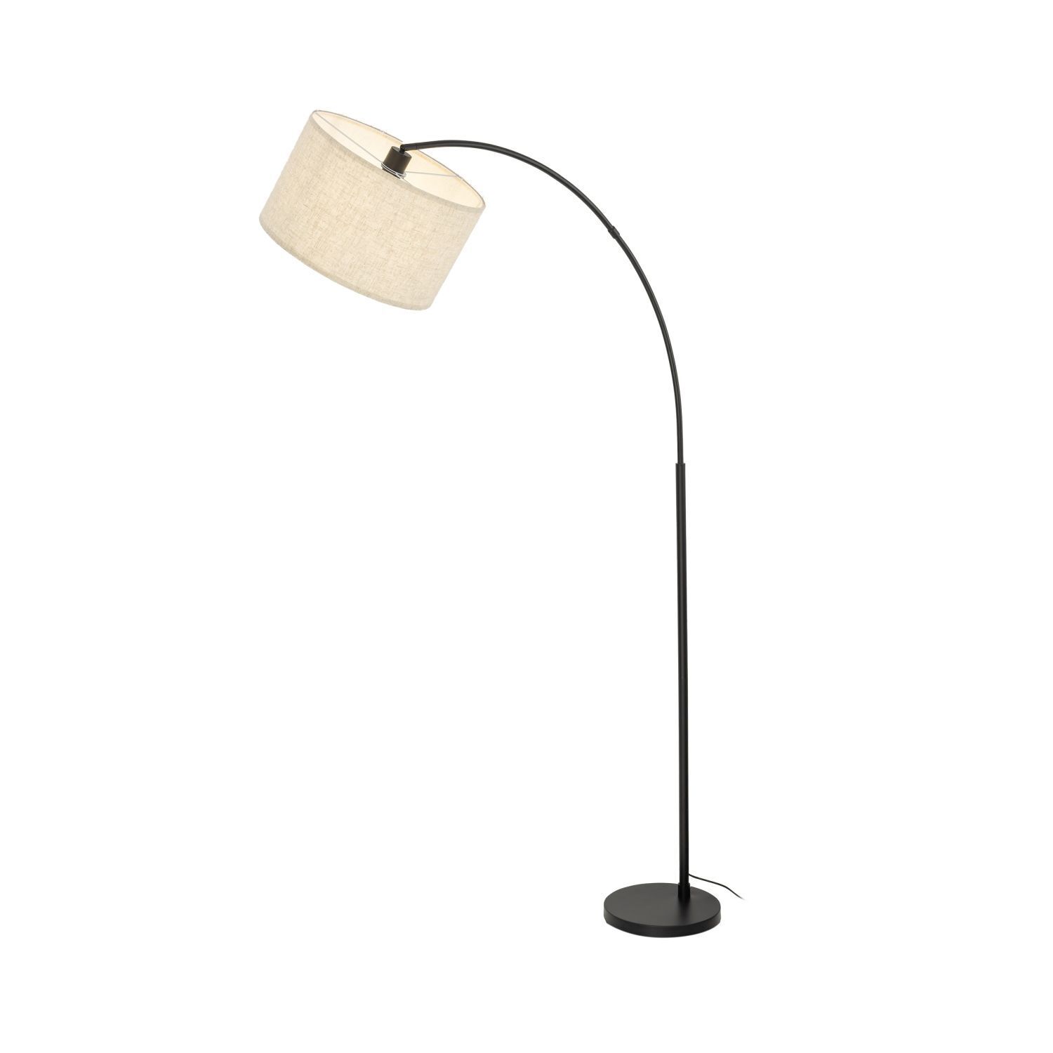 Bogenleuchte 200 cm verstellbar Stoff Metall Schwarz Beige E27 Lampe, Lampenschirm