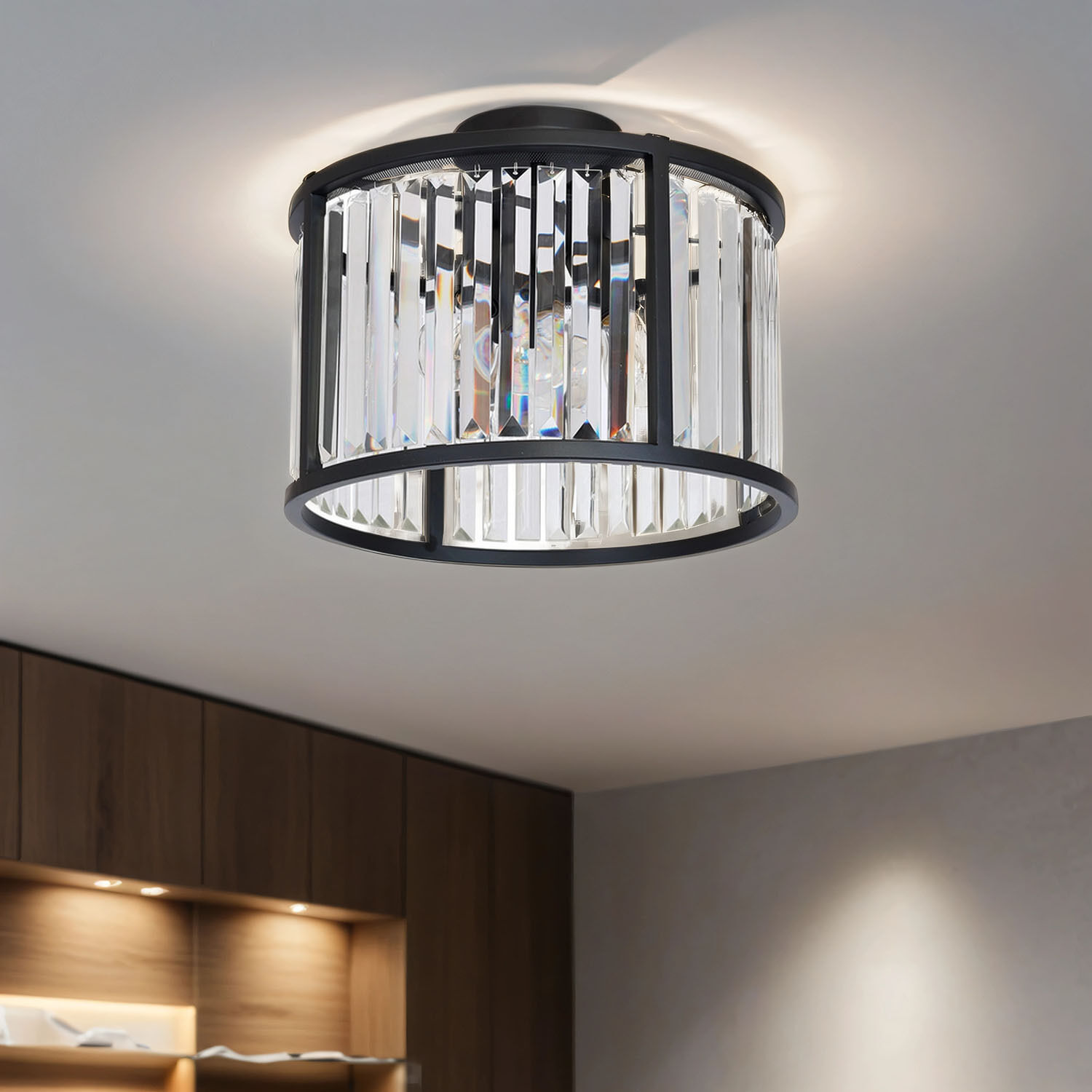 Kristallampe Decke rund Ø 40 cm für 3x E27 Deckenleuchte, Leuchte, Kronleuchter, Lampe