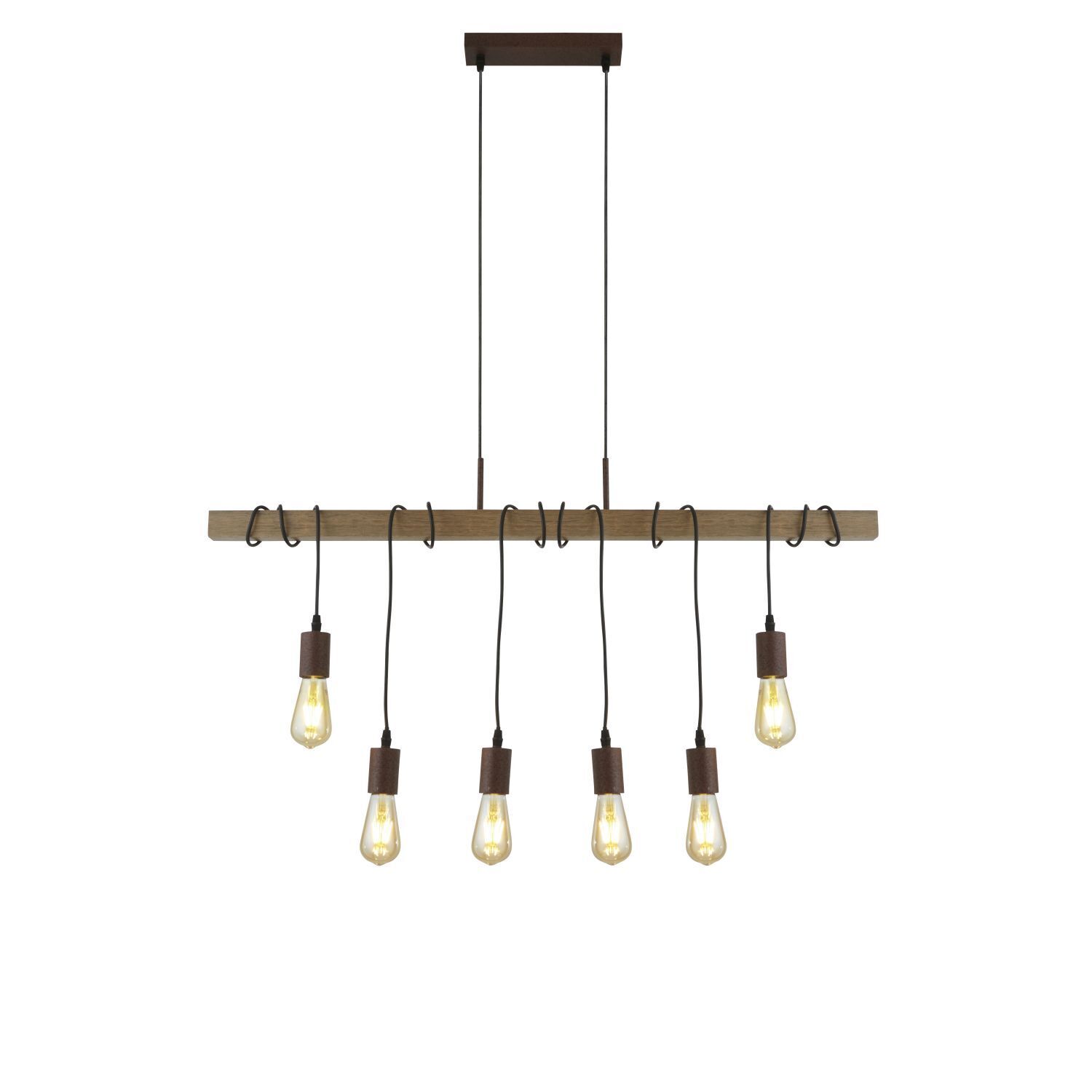 Hängelampe Holz Balken B: 100 cm für 6x E27 Modern