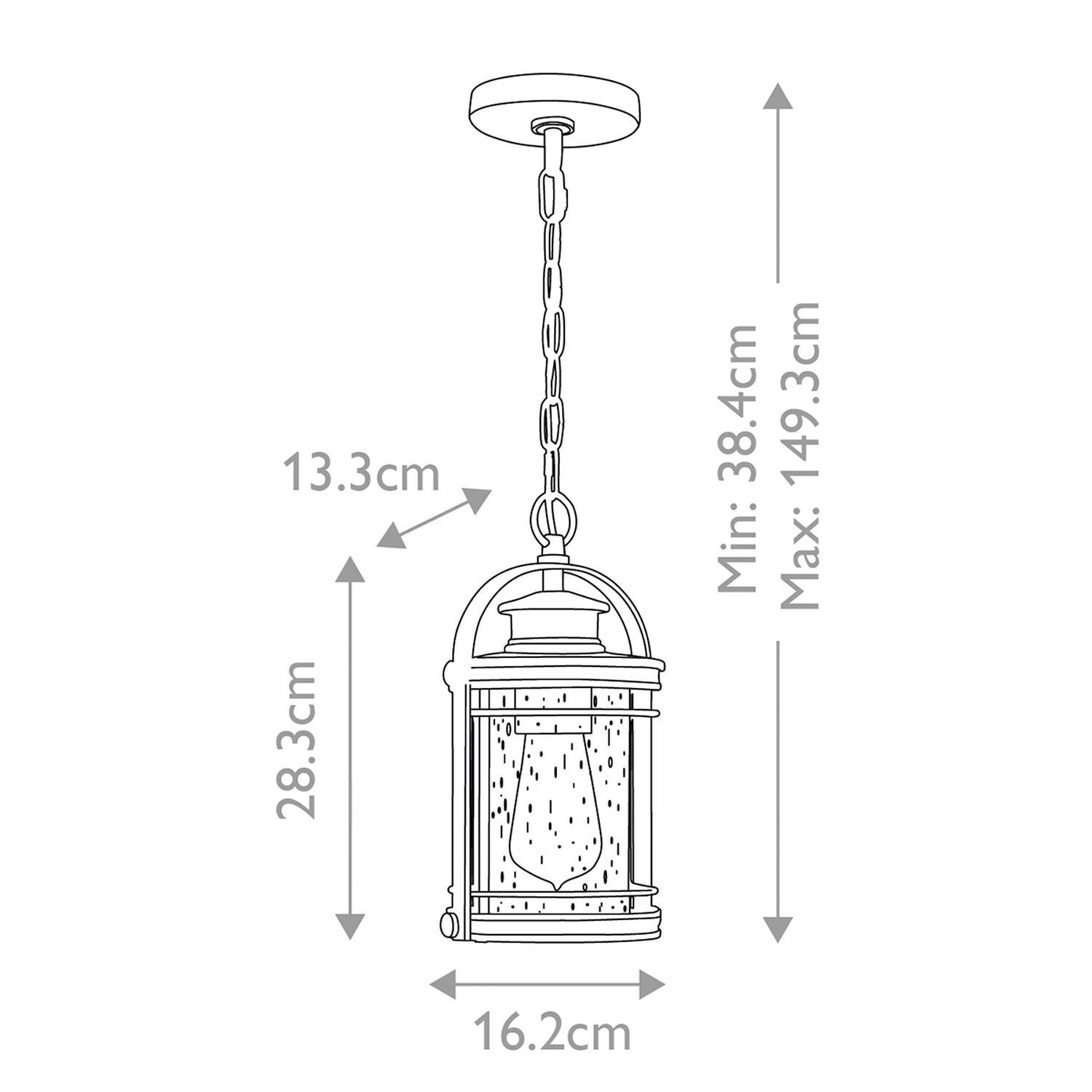 Außenlampe hängend Glas Alu E27 IP44 höhenverstellbar Maritim