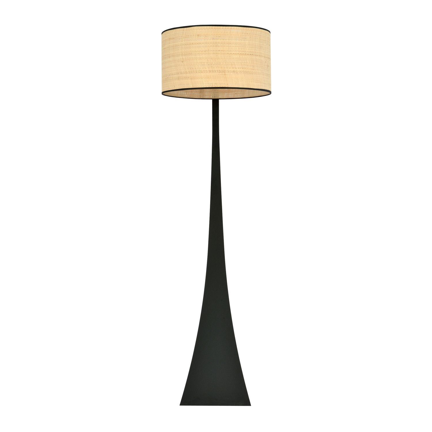 Stehlampe Metall Rattan 157 cm Modern in Schwarz Natur E27