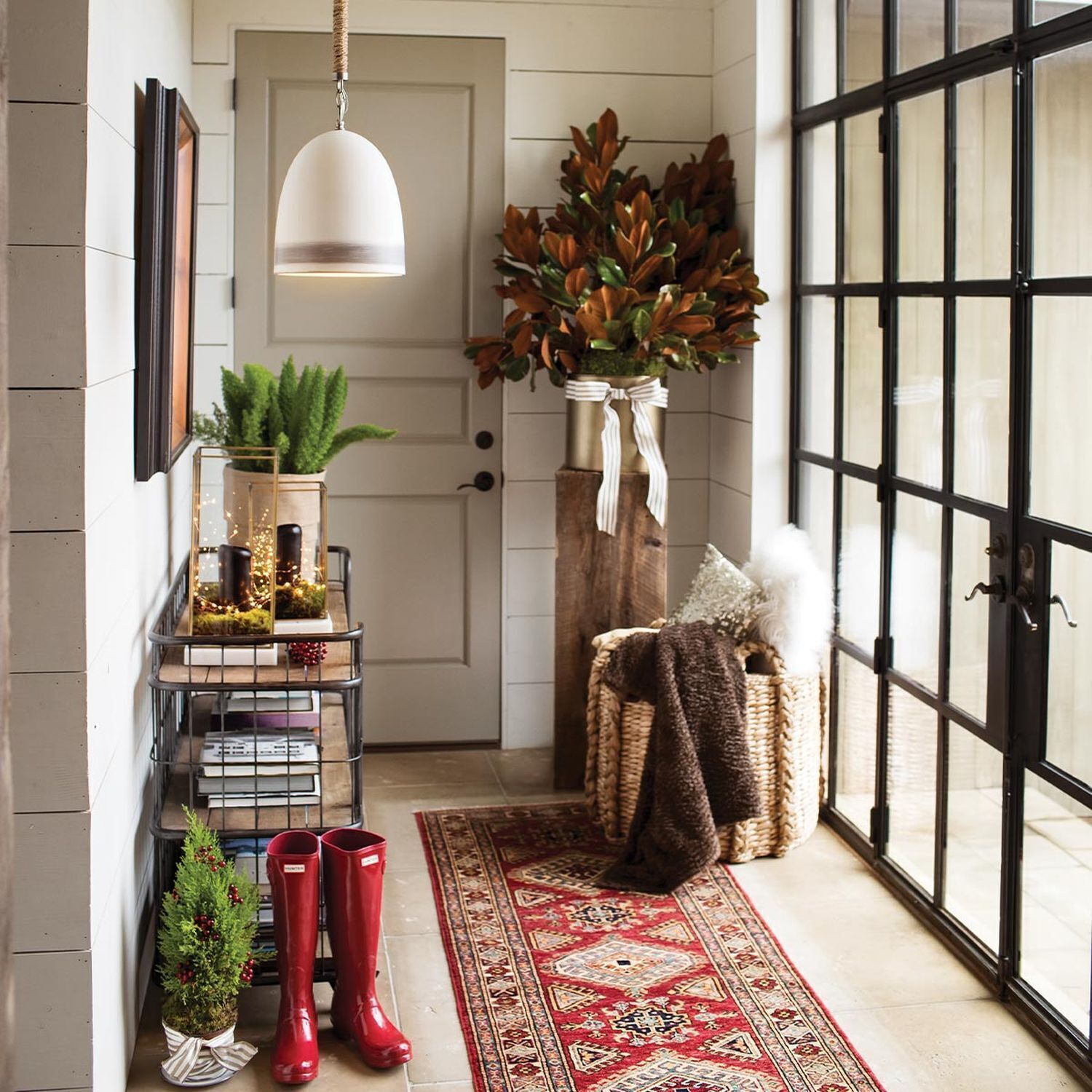 Pendelleuchte Keramik Schirm D: 25,4 cm E27 Retro Schuh, Teppich, Tür, Pflanze, Lampe