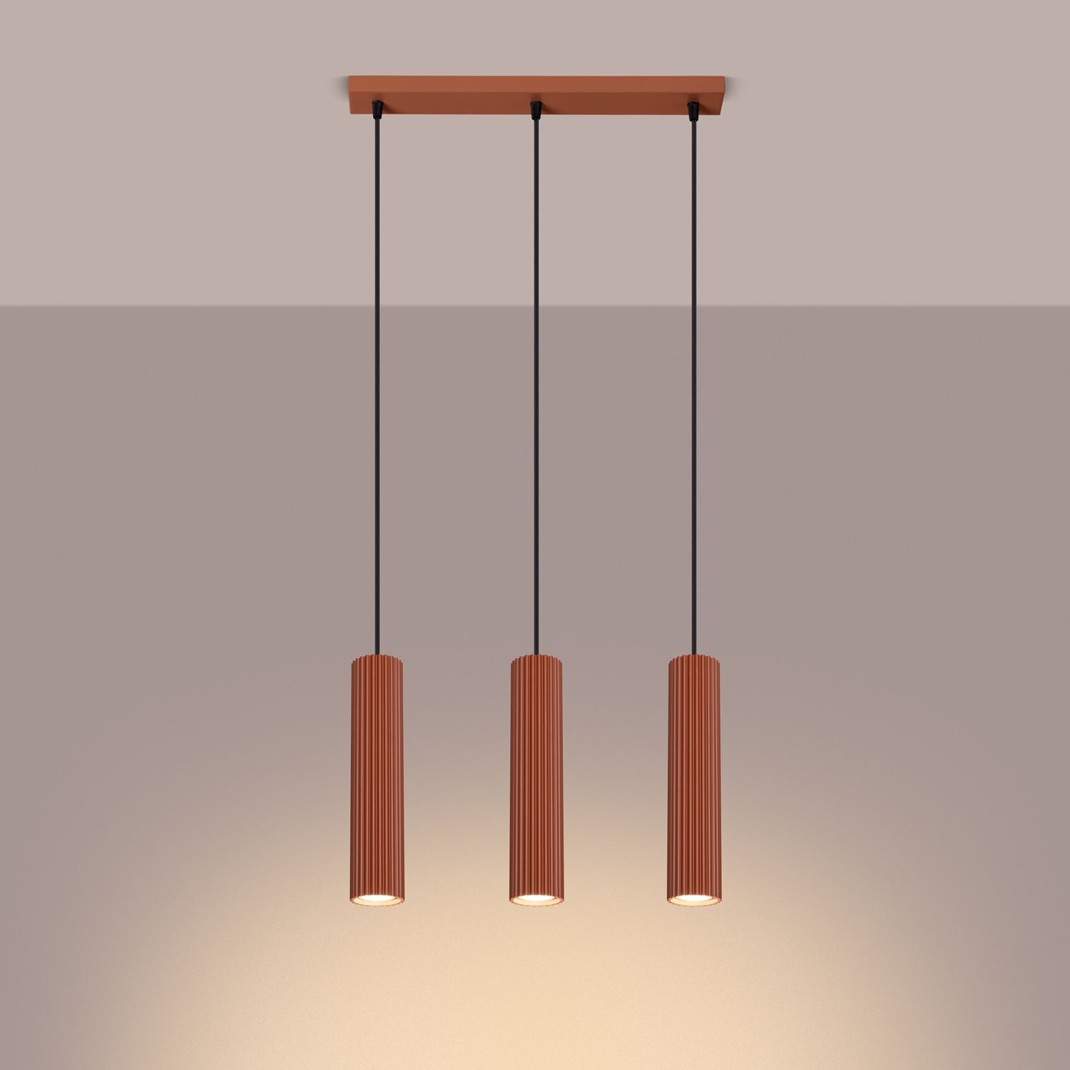 Hängeleuchte Modern GU10 3-flammig B: 45 cm Aluminium in Rot