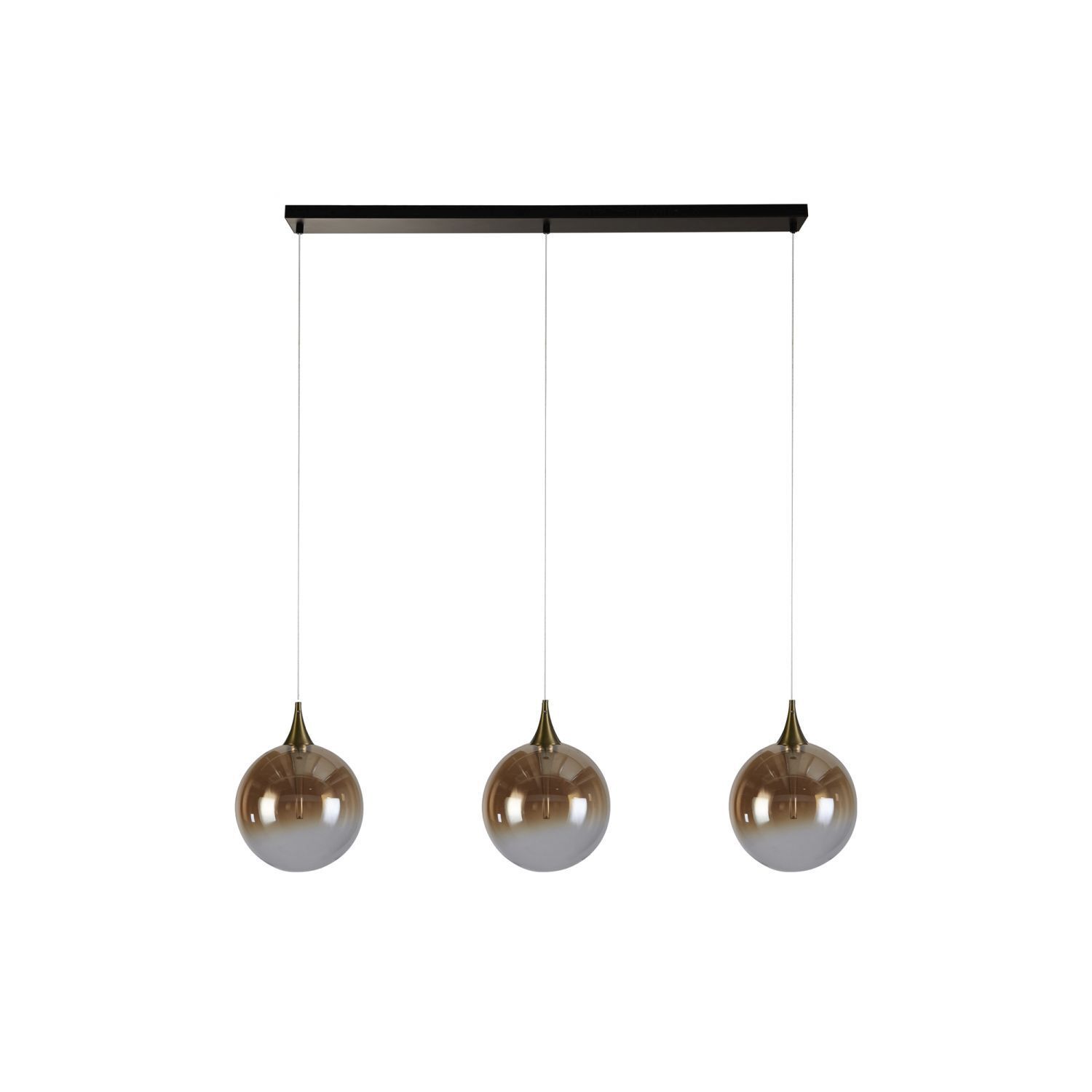 pendant light, 3-light fixture, glass globes, brown gradient, ceiling mount
