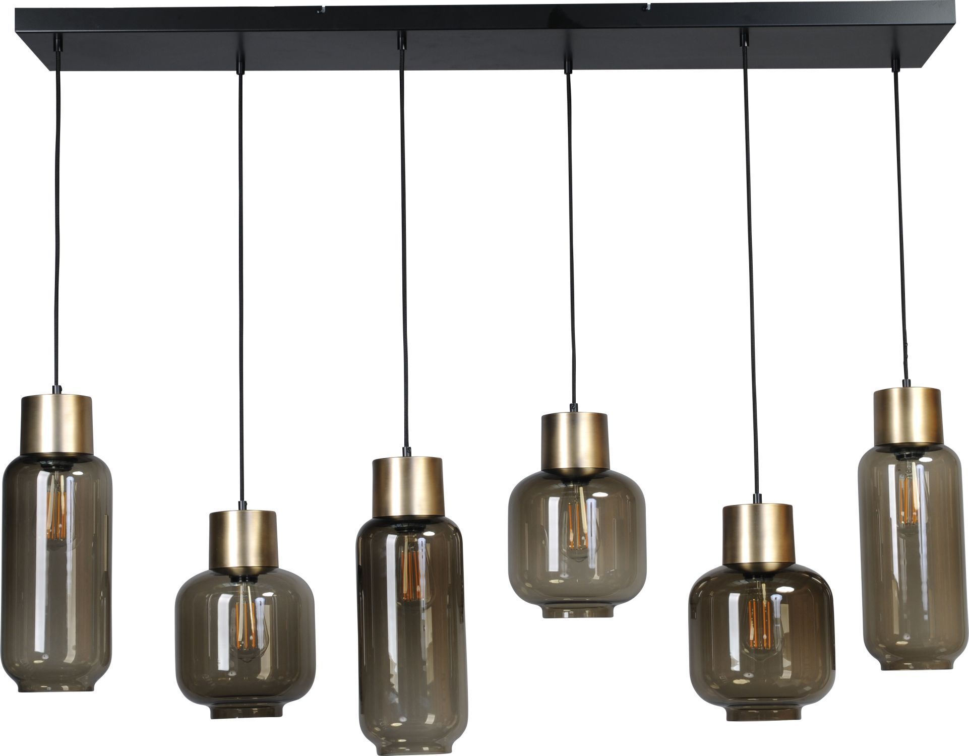 Hängelampe 130 cm lang 6-flammig E27 Glas Metall